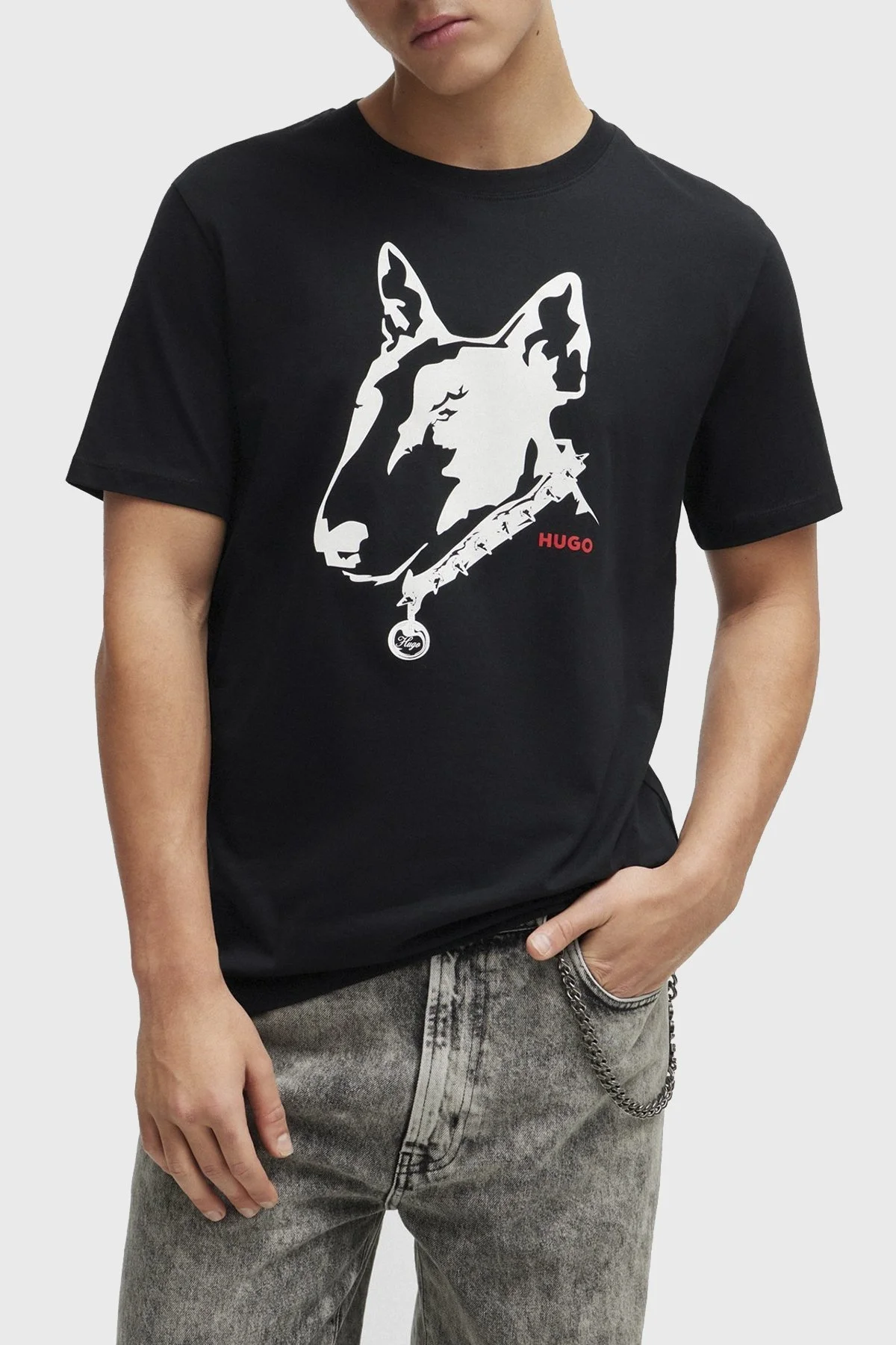 Hugo Bisiklet Yaka Regular Fit Pamuklu Jarse Erkek T Shirt 50504916 001 SİYAH - 1