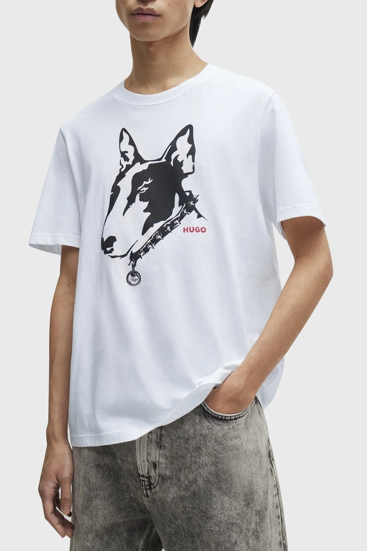 Hugo Bisiklet Yaka Regular Fit Pamuklu Jarse Erkek T Shirt 50504916 100 BEYAZ - 6