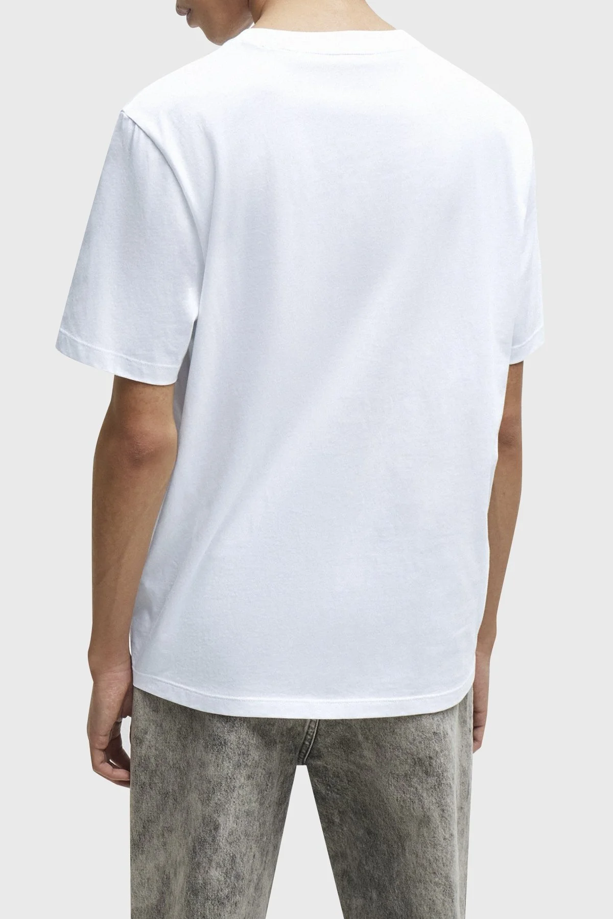 Hugo Bisiklet Yaka Regular Fit Pamuklu Jarse Erkek T Shirt 50504916 100 BEYAZ - 9