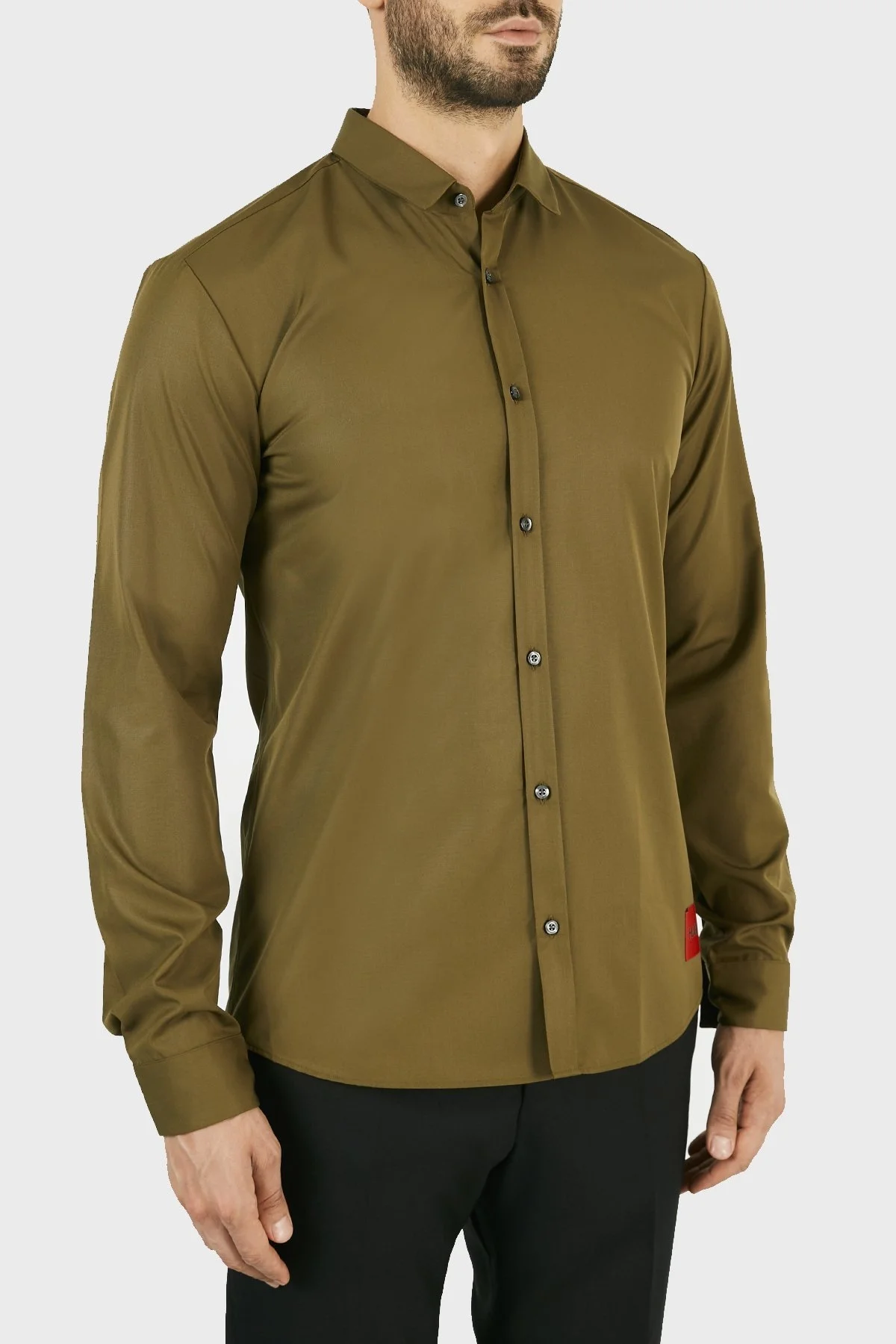 Hugo Boss Extra Slim Fit % 100 Pamuk Erkek Gömlek 50450179 355 HAKİ - 4