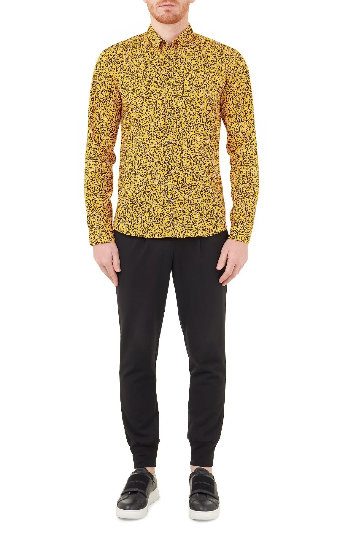 Hugo Boss Extra Slim Fit Baskılı % 100 Pamuk Erkek Gömlek 50449731 826 SARI - 5