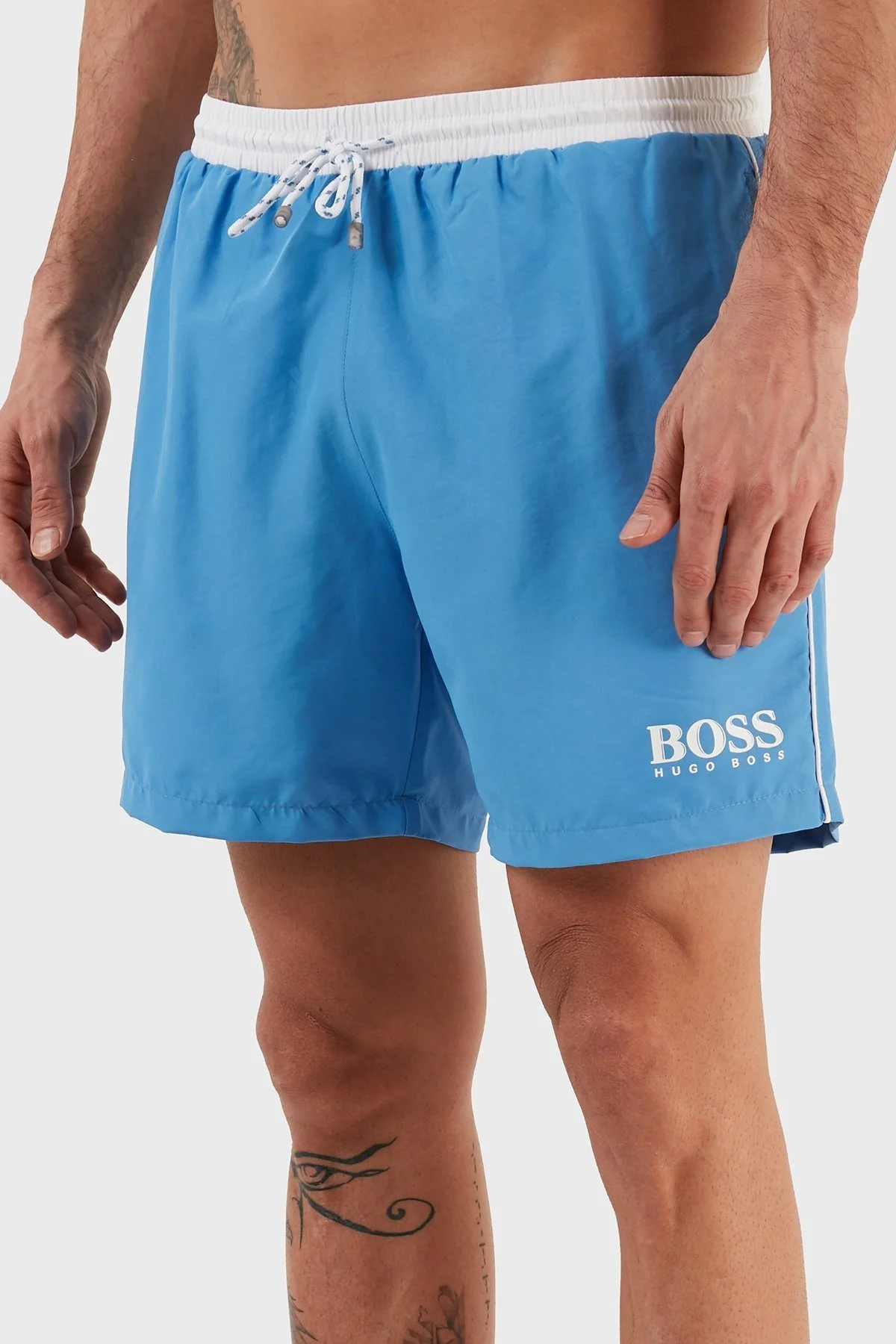 Hugo Boss Logolu Deniz Şort Belden Bağlamalı Erkek Mayo Short 9985001 MAVİ - 3