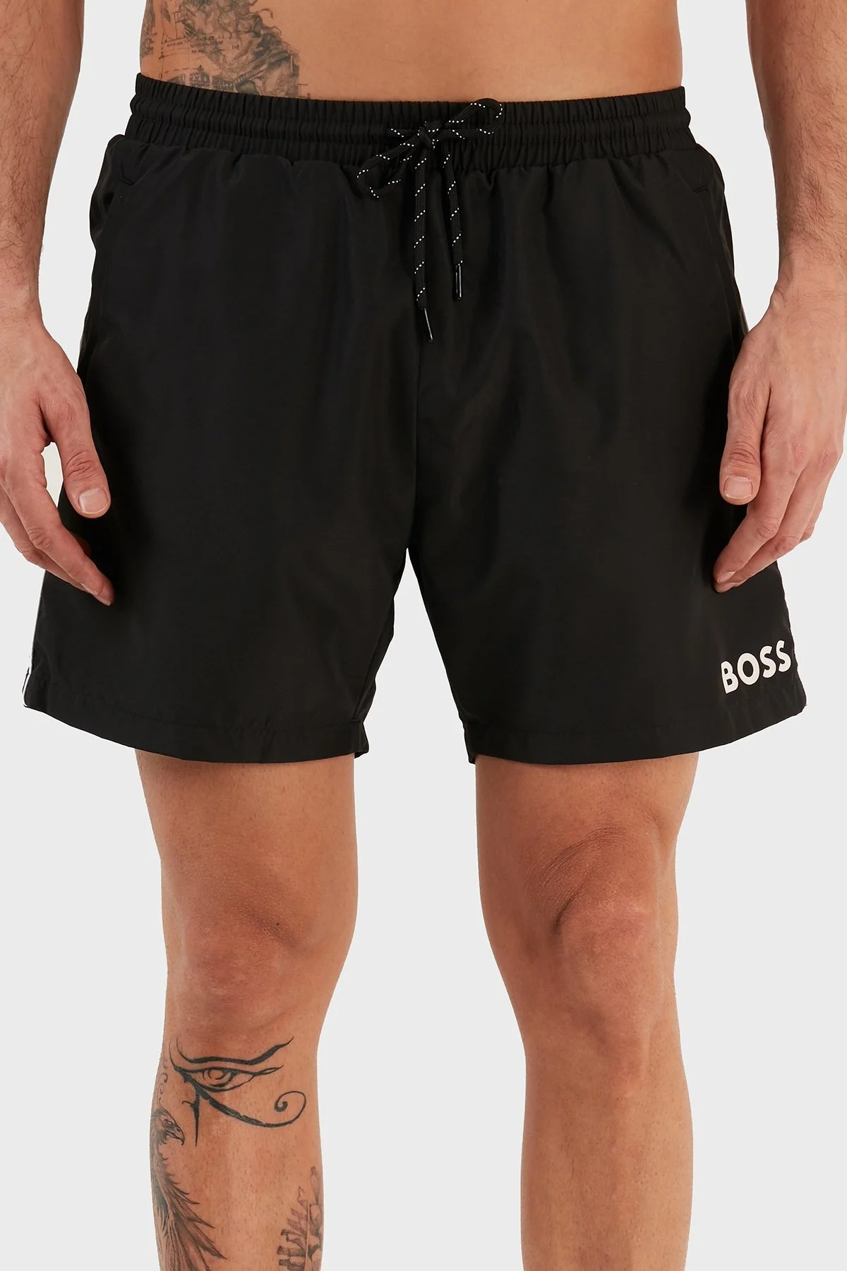 Hugo Boss Logolu Deniz Şort Belden Bağlamalı Erkek Mayo Short 9985002 SİYAH - 2