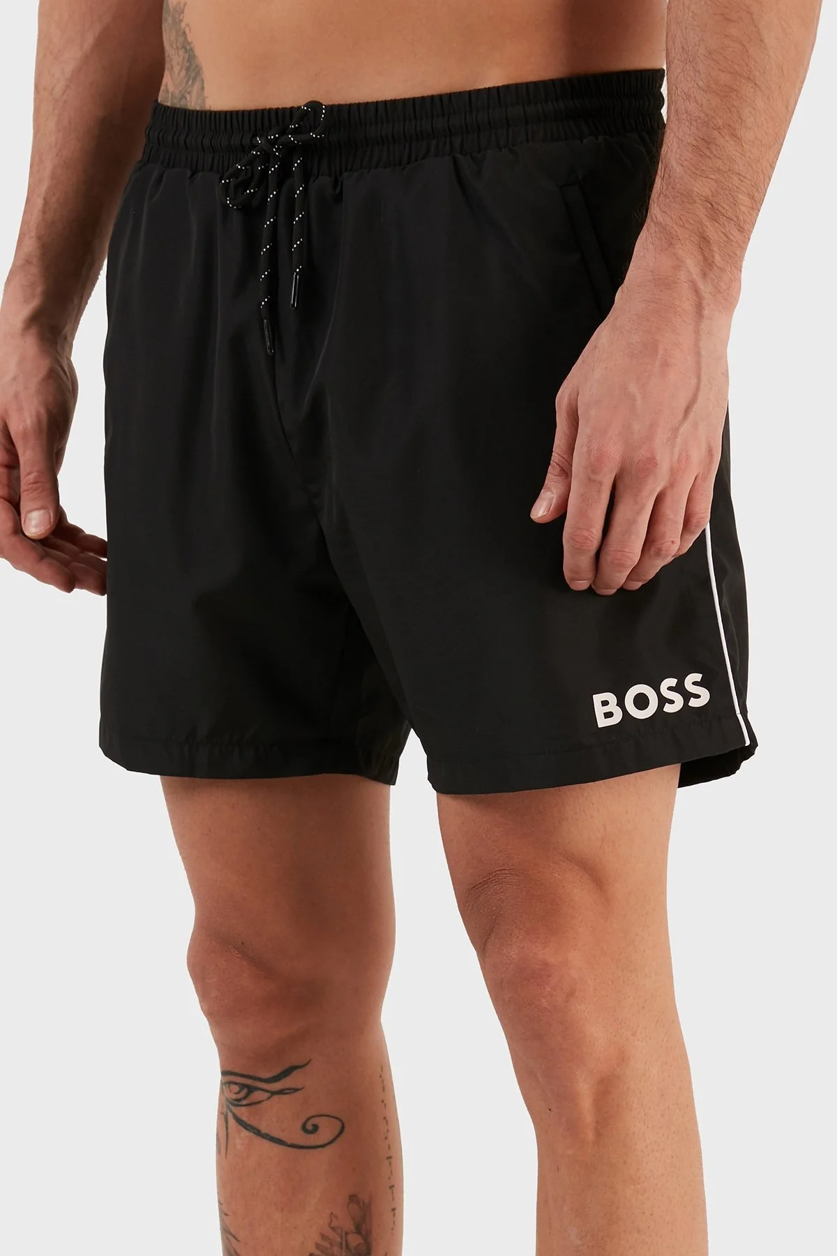 Hugo Boss Logolu Deniz Şort Belden Bağlamalı Erkek Mayo Short 9985002 SİYAH - 3