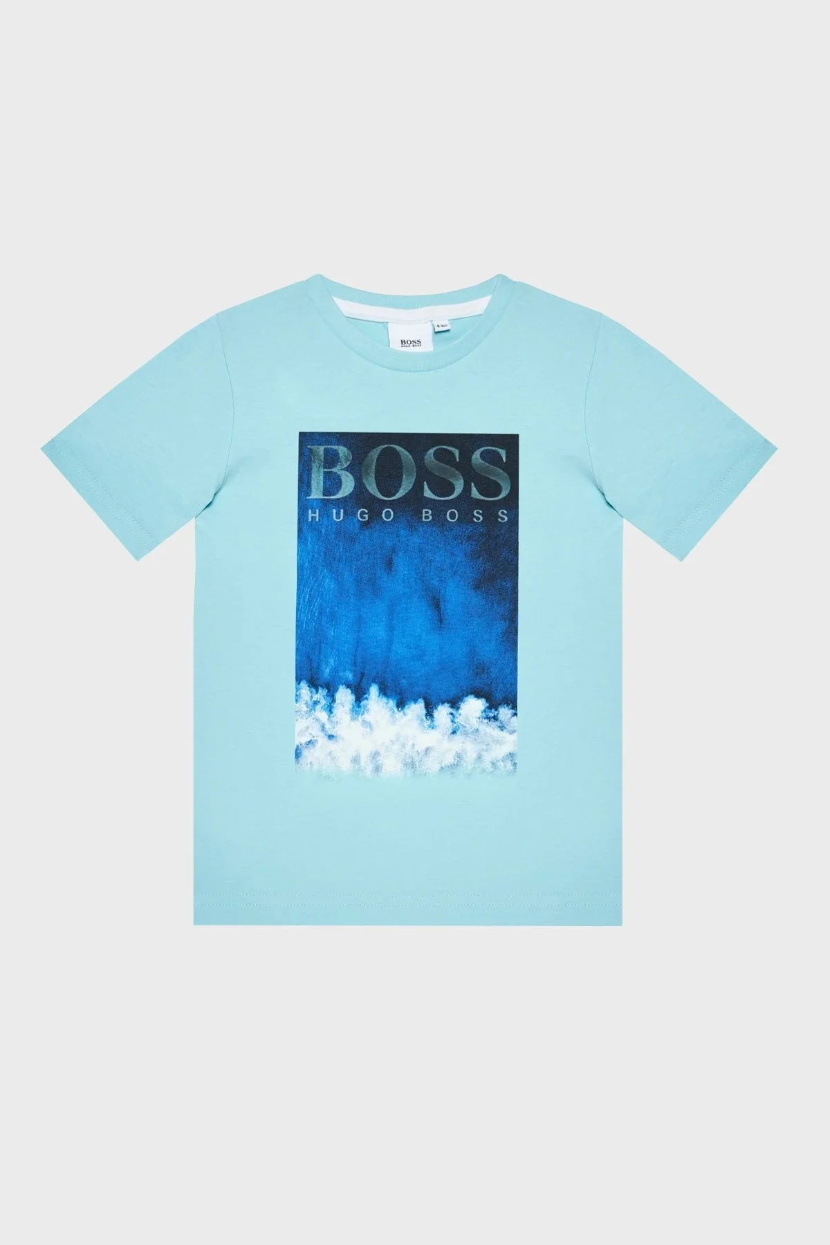 Hugo Boss Pamuklu Bisiklet Yaka Çocuk T Shirt 25L05/748 WATER GREEN AÇIK MAVİ - 1