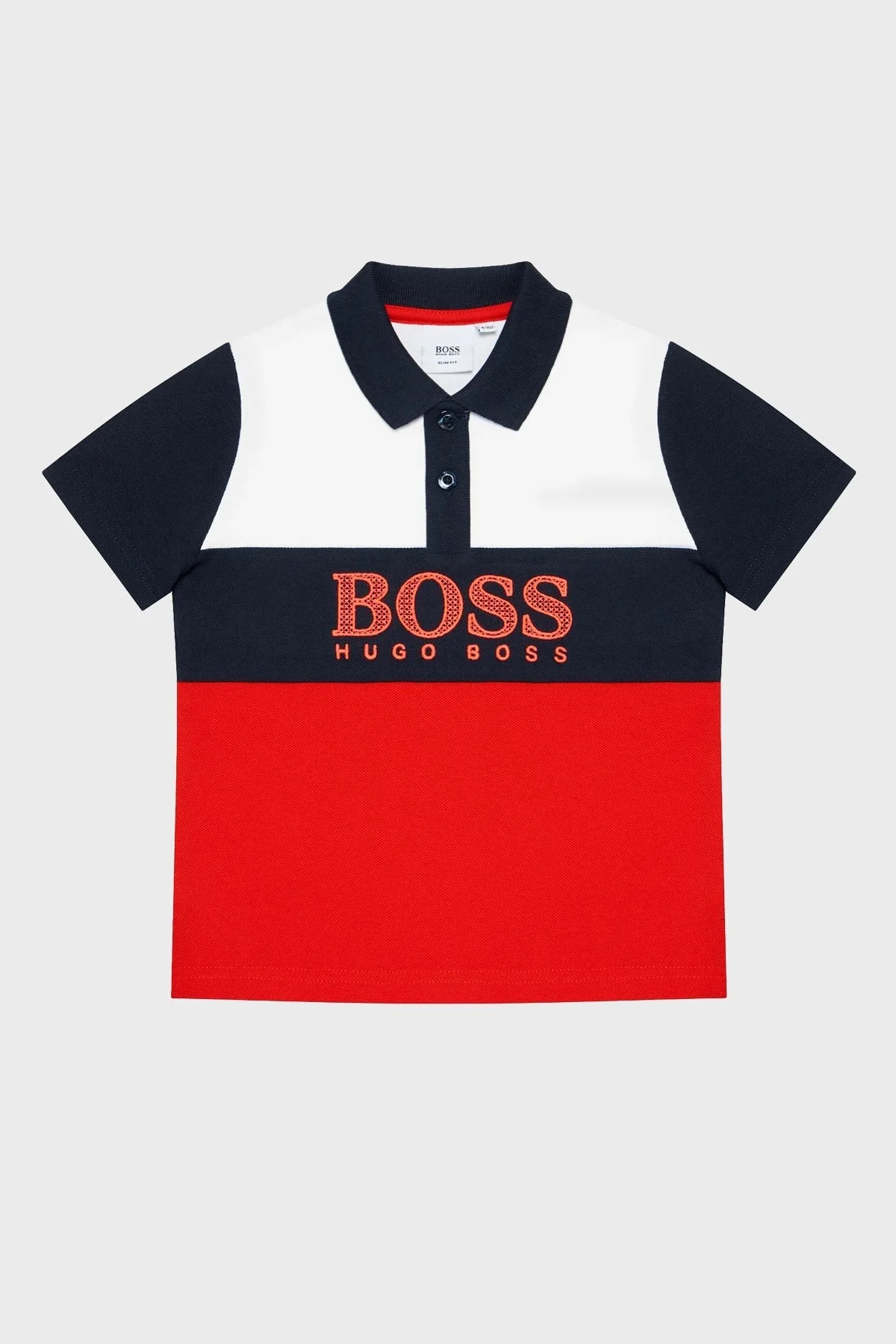Hugo Boss Pamuklu Çocuk Polo Yaka T Shirt 25L25/Z40 BICOLOR KIRMIZI-BEYAZ-LACİVERT - 1