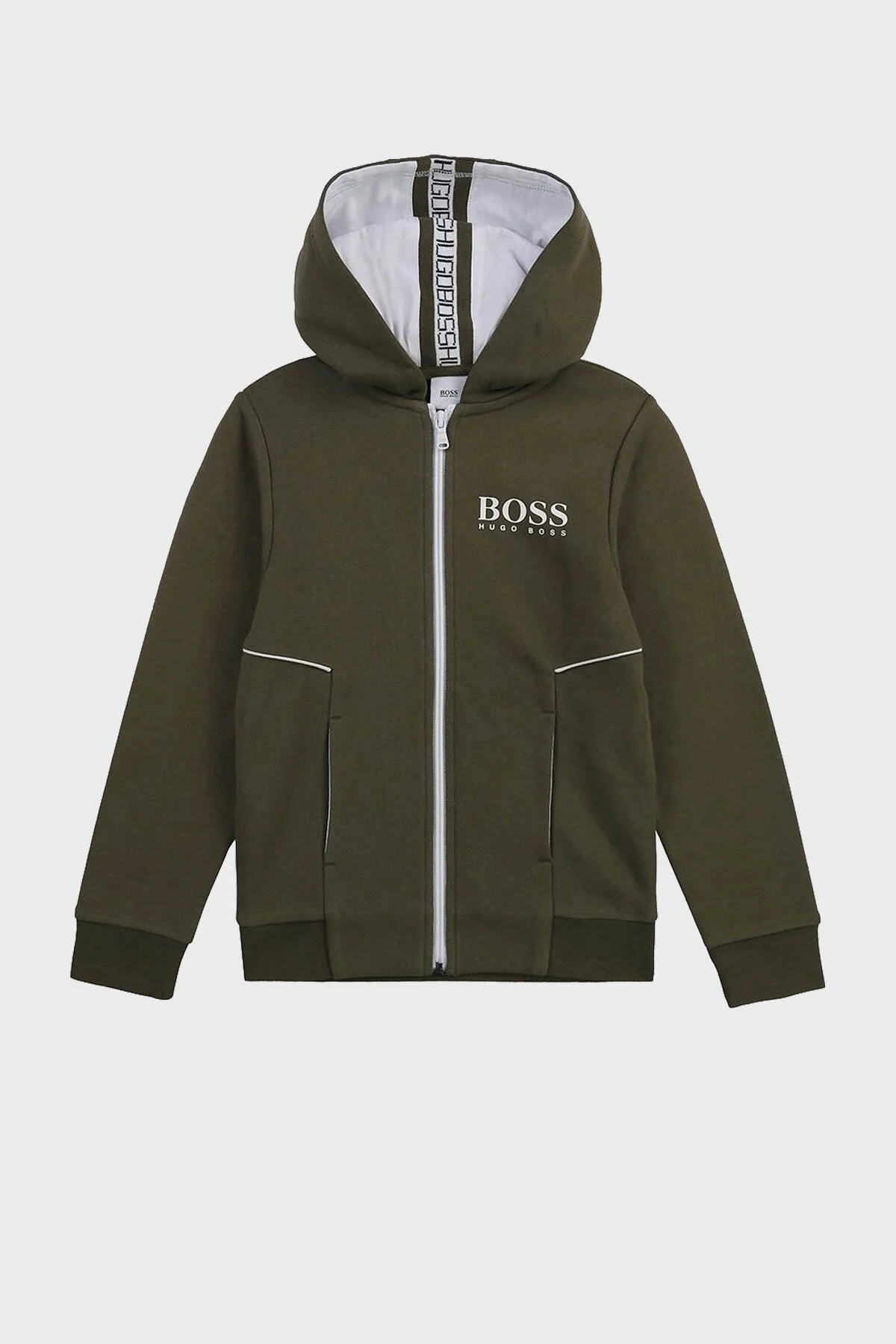 Hugo Boss Pamuklu Fermuarlı Kapüşonlu Çocuk Sweat 25M09/64C KAKI HAKİ - 1
