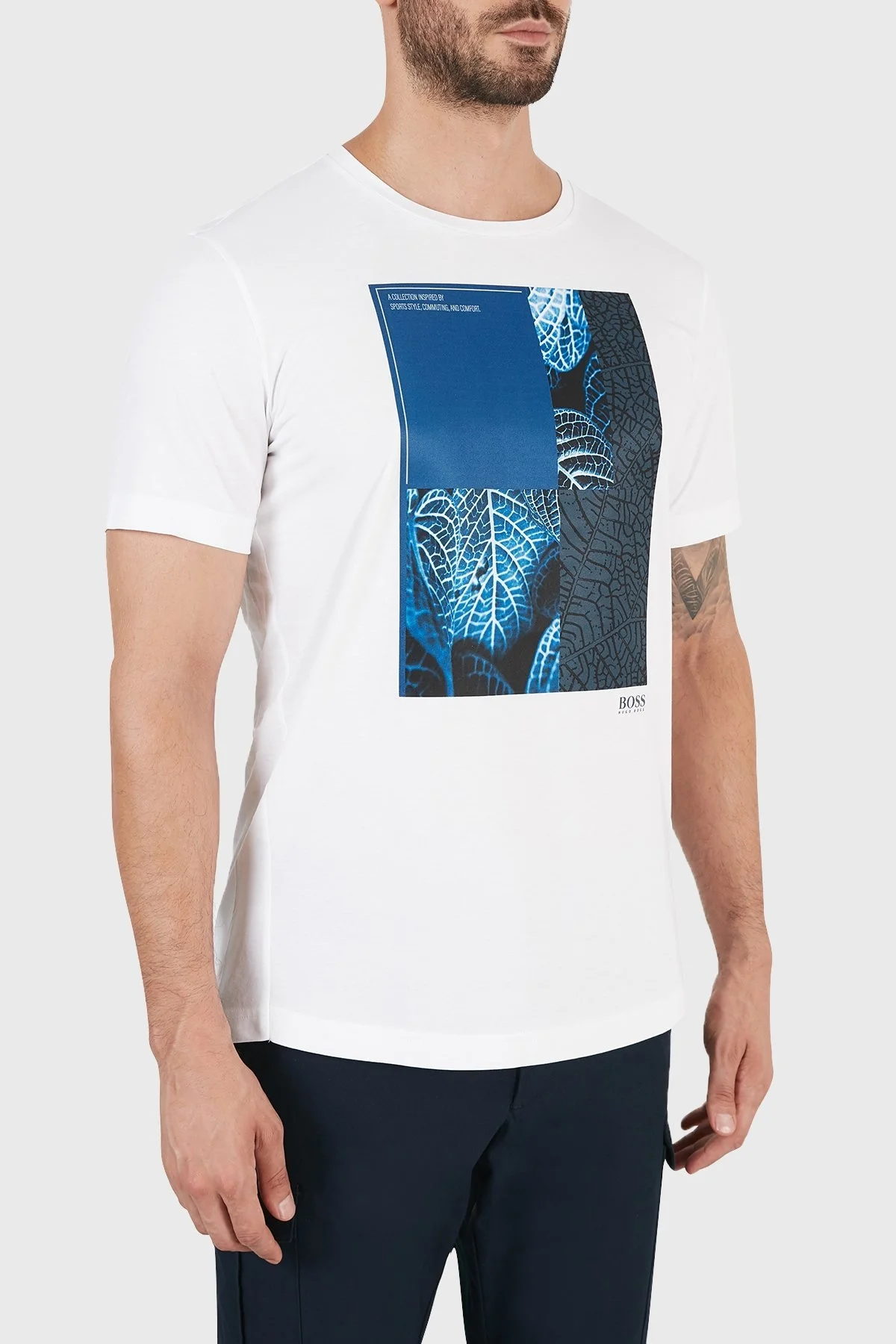 Hugo Boss Regular Fit Baskılı Bisiklet Yaka % 100 Pamuk Erkek T Shirt 50448300 100 BEYAZ - 4