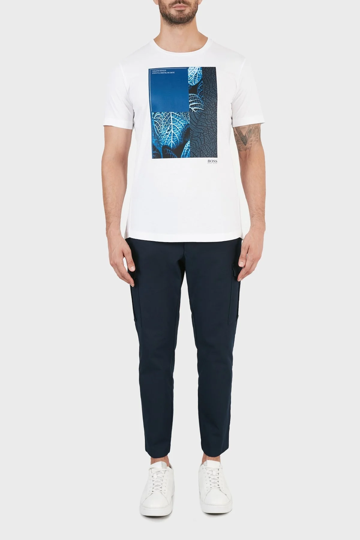 Hugo Boss Regular Fit Baskılı Bisiklet Yaka % 100 Pamuk Erkek T Shirt 50448300 100 BEYAZ - 5