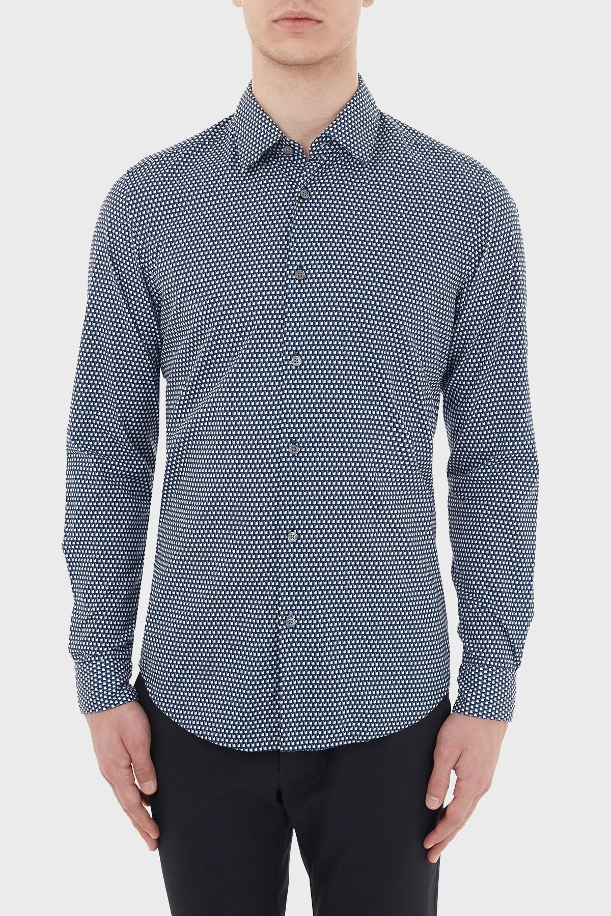 Hugo Boss Regular Fit Düz Yaka % 100 Pamuk Erkek Gömlek 50438904 417 LACİVERT - 7