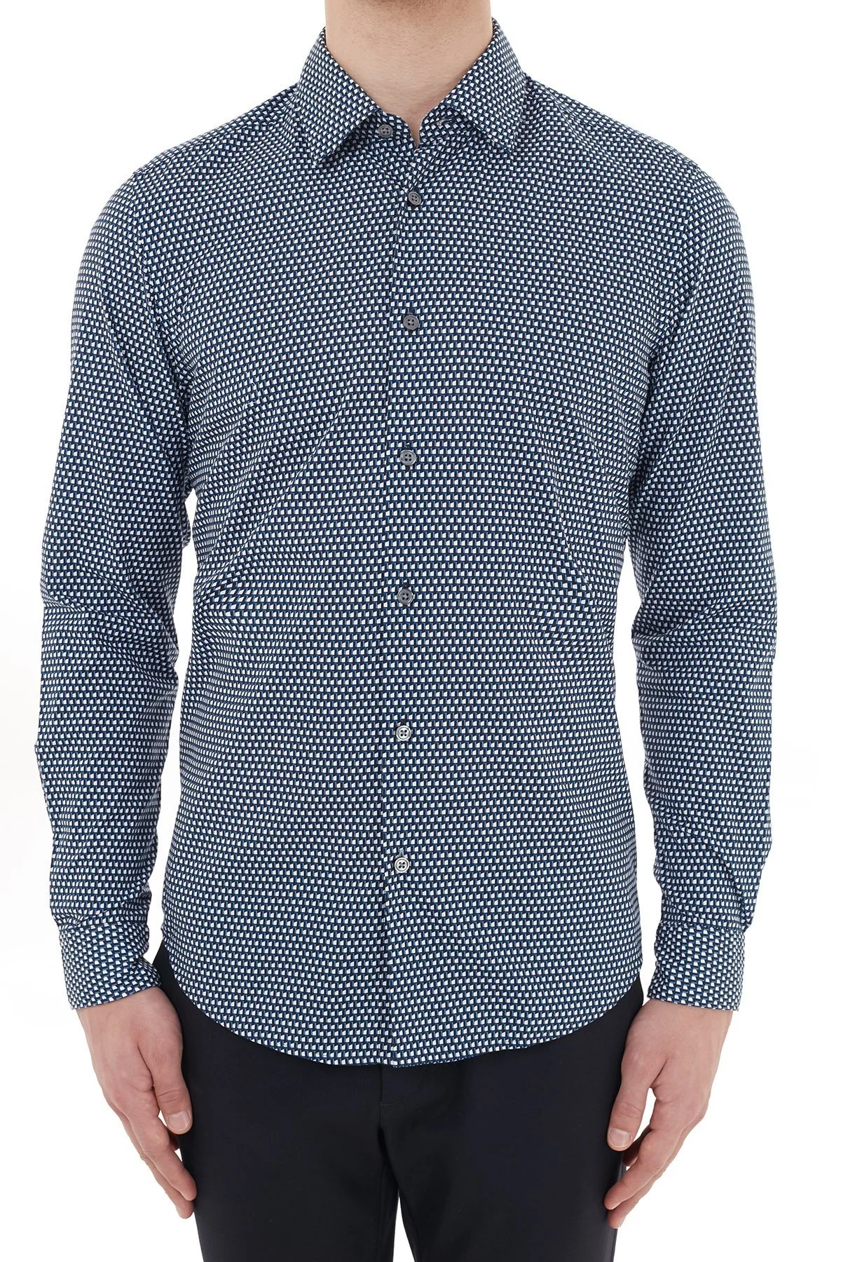 Hugo Boss Regular Fit Düz Yaka % 100 Pamuk Erkek Gömlek 50438904 417 LACİVERT - 12