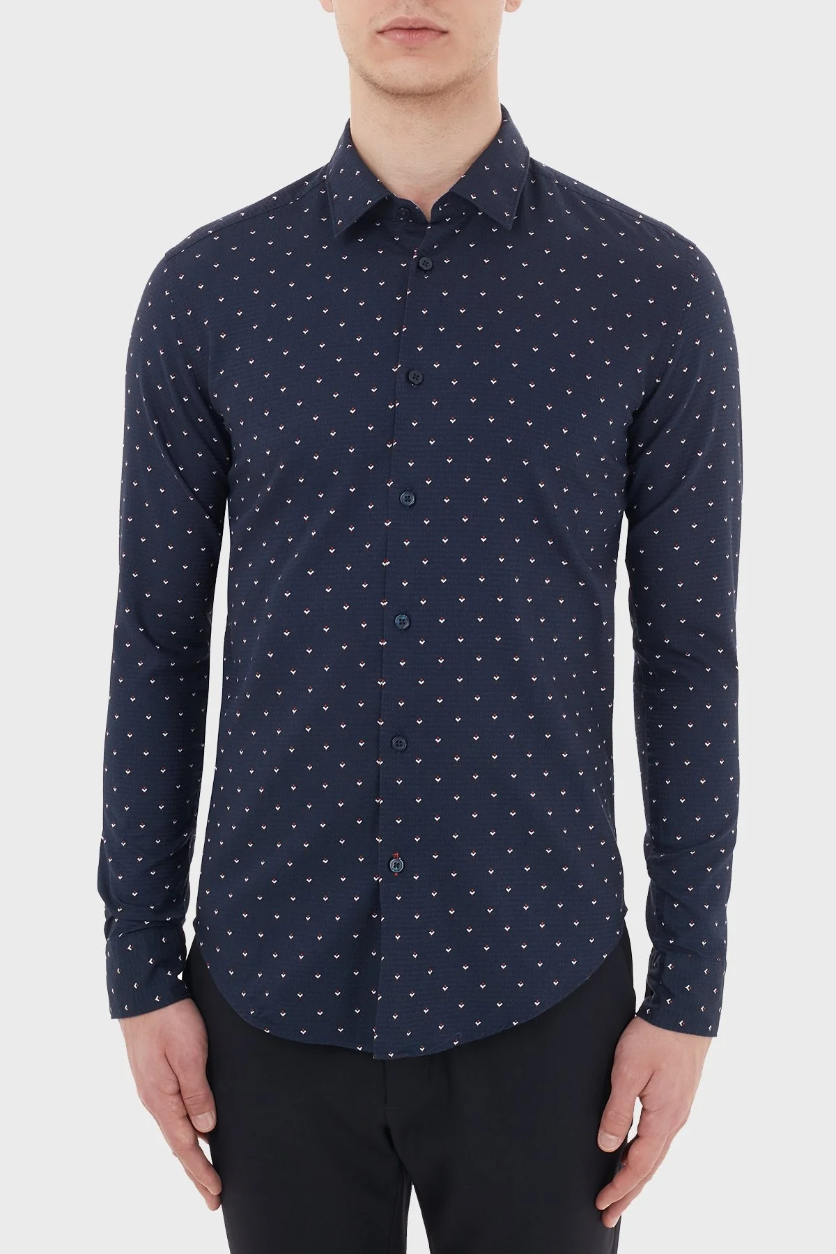 Hugo Boss Slim Fit Düz Yaka % 100 Pamuk Erkek Gömlek 50435502 403 LACİVERT - 1