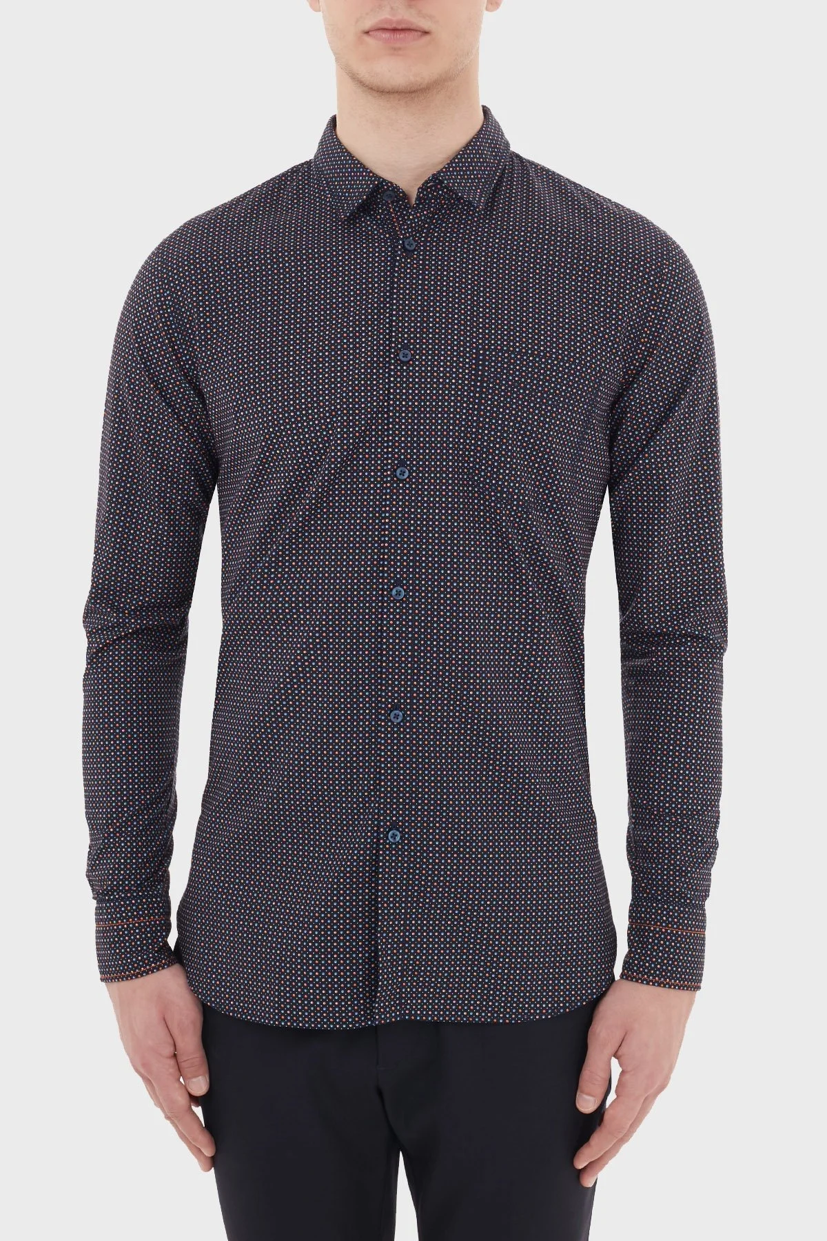 Hugo Boss Slim Fit Düz Yaka % 100 Pamuk Erkek Gömlek 50439030 405 LACİVERT - 1