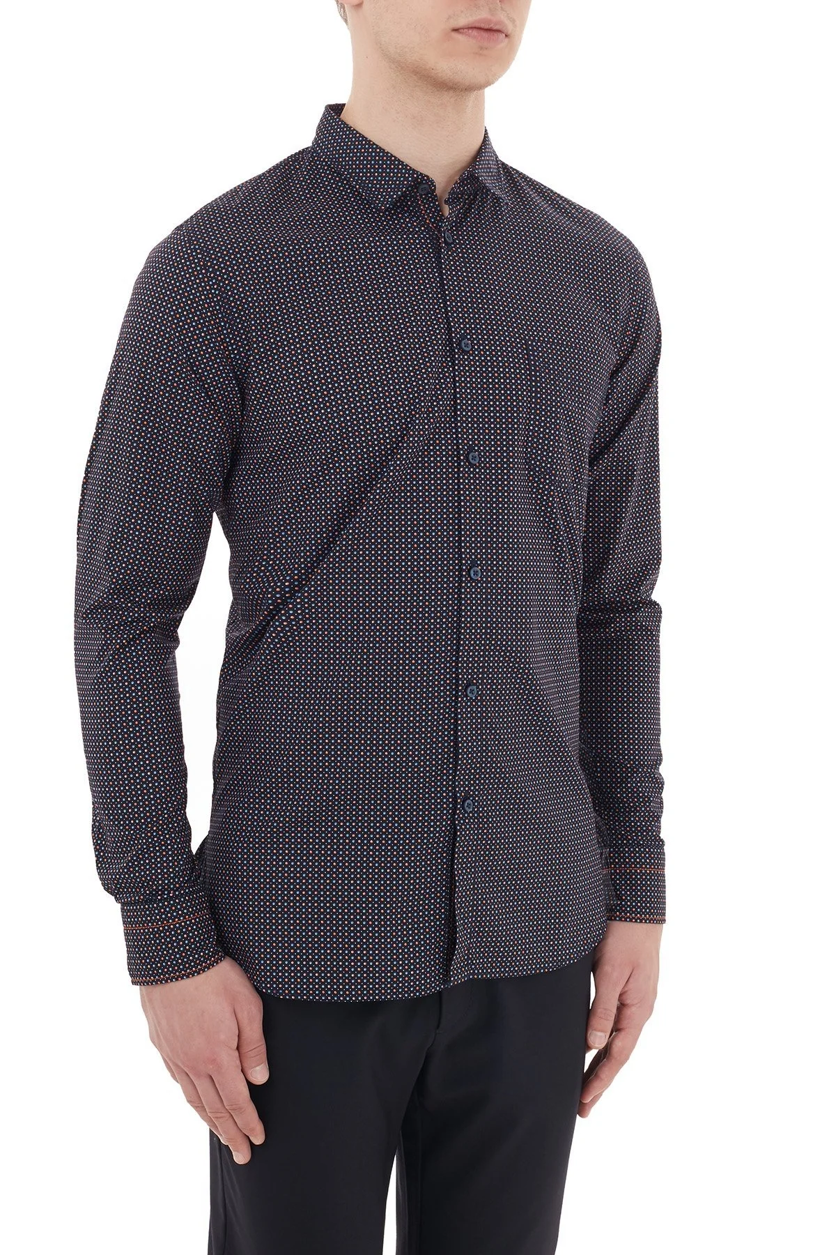 Hugo Boss Slim Fit Düz Yaka % 100 Pamuk Erkek Gömlek 50439030 405 LACİVERT - 4