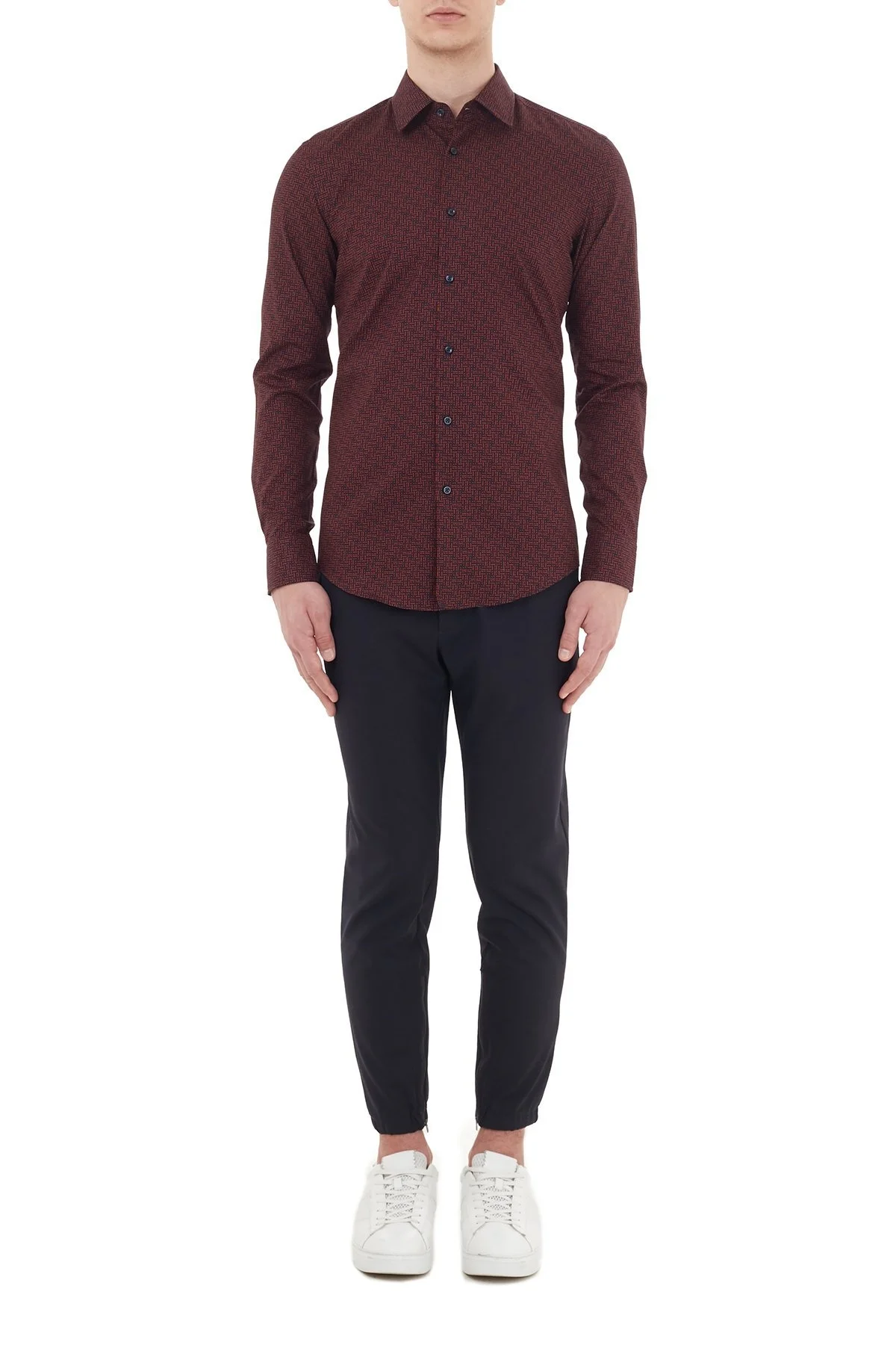 Hugo Boss Slim Fit Düz Yaka % 100 Pamuk Erkek Gömlek 50439492 844 KIRMIZI - 5