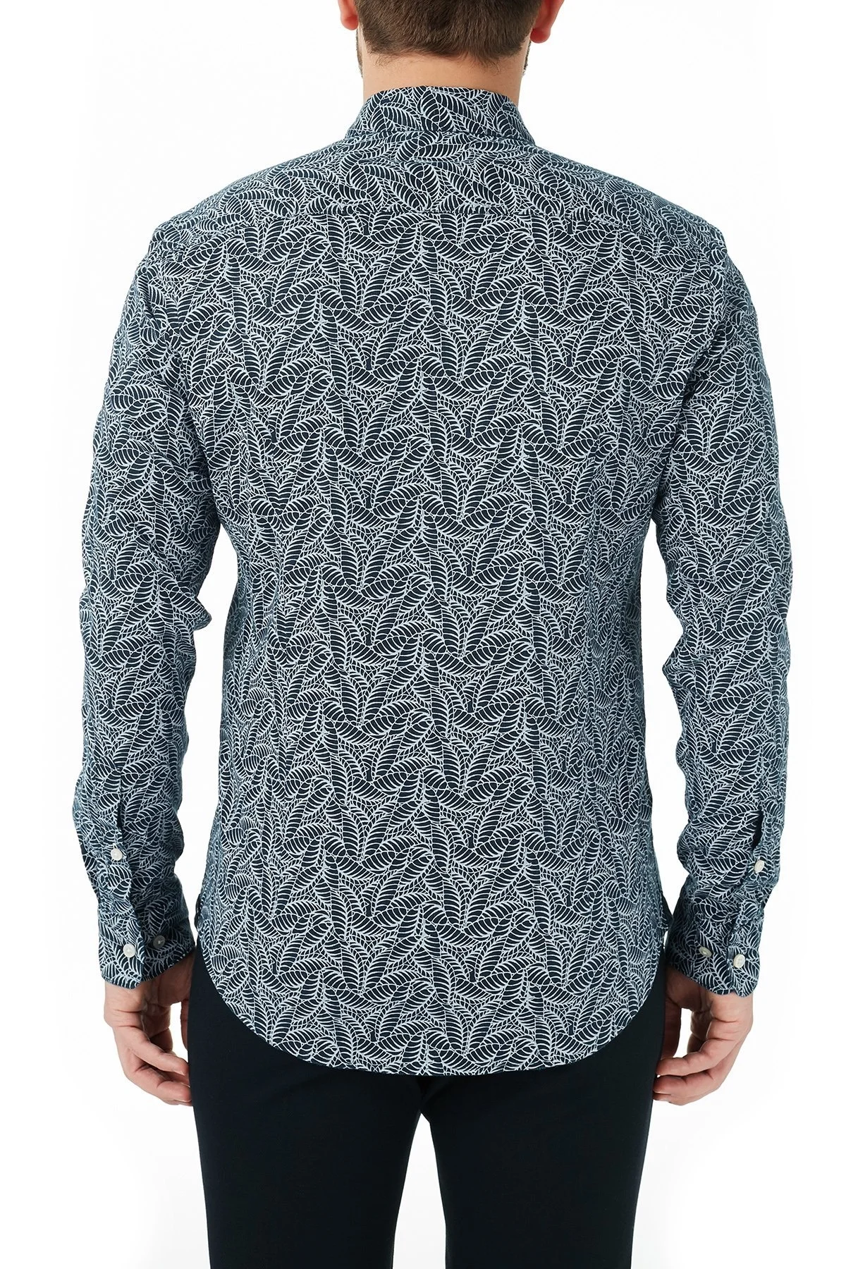 Hugo Boss Slim Fit Uzun Kollu Keten Erkek Gömlek 50450806 403 LACİVERT - 2