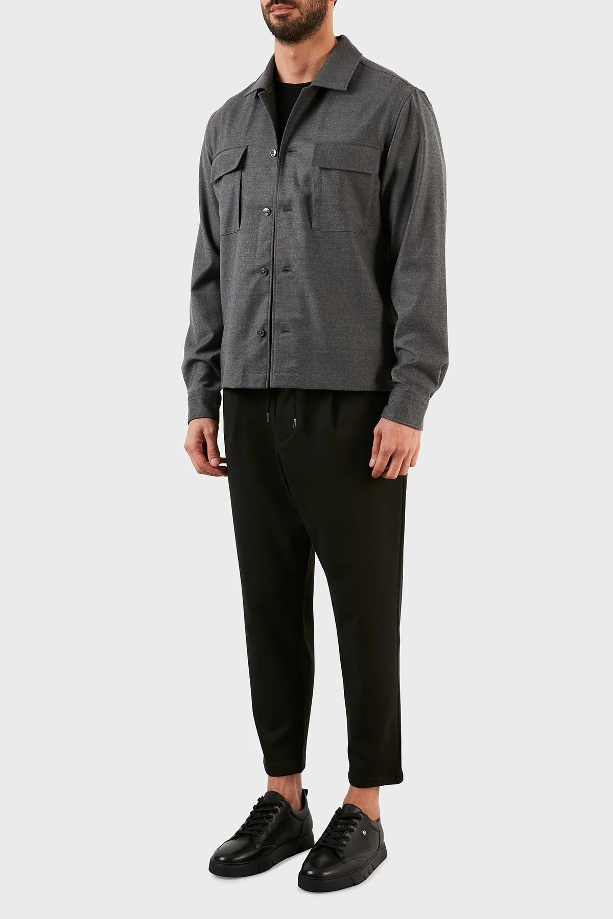 Hugo Boss Yünlü Çift Cepli Kışlık Erkek Gömlek 50458516 030 GRİ - 5