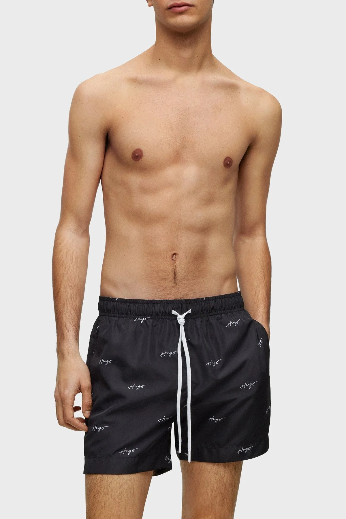 Hugo Çabuk Kuruyan Deniz Şortu Belden Bağlamalı Cepli Erkek Mayo Short 50491697 001 SİYAH - 1