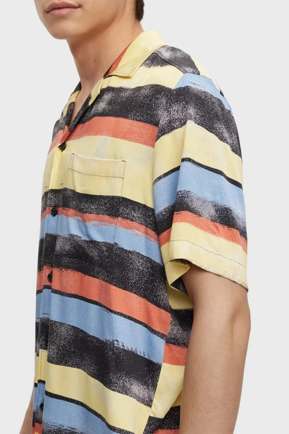 Hugo Desenli Apaş Yaka Relaxed Fit Erkek Gömlek 50490675 971 MAVİ-SARI - 11