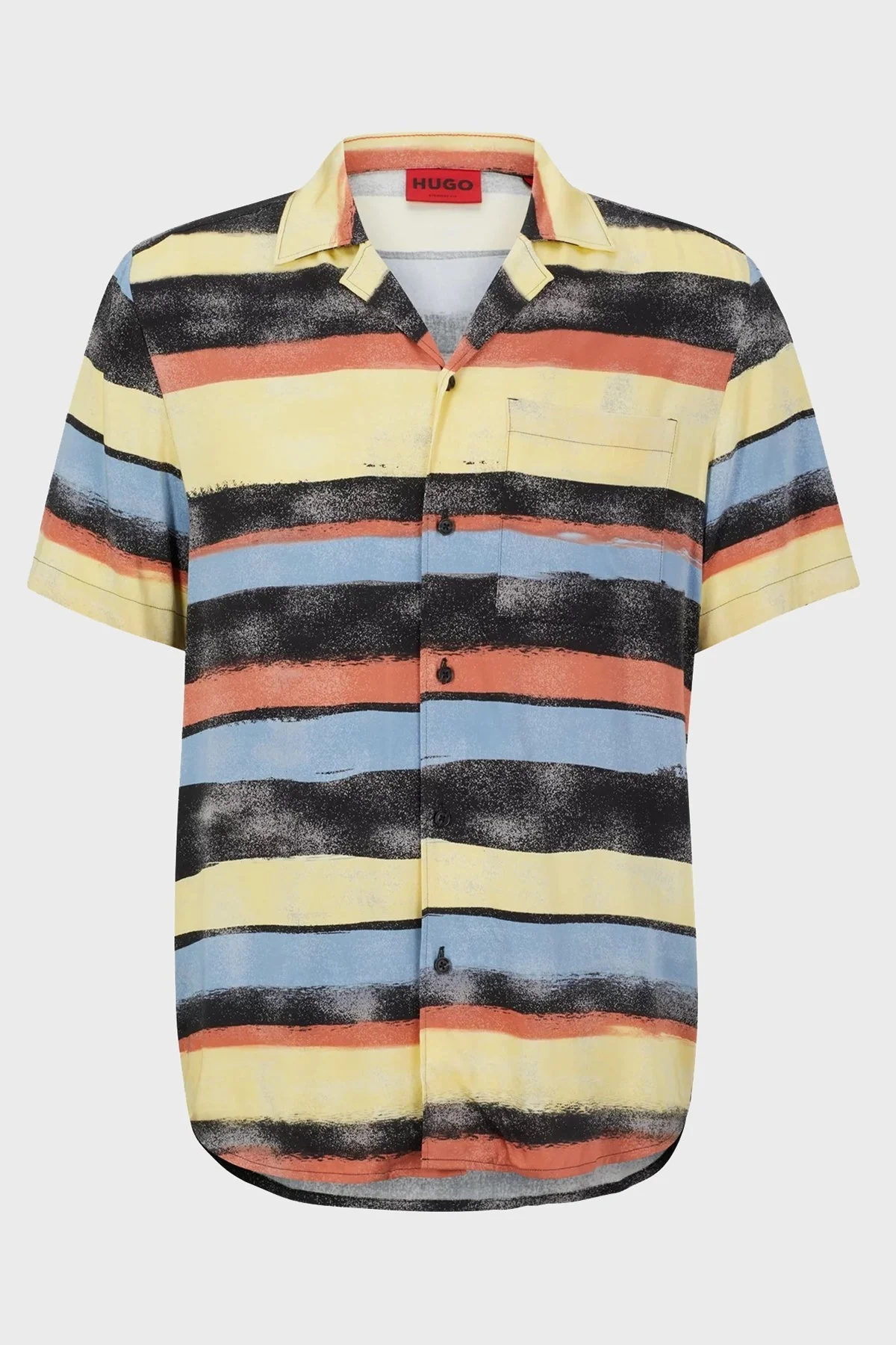 Hugo Desenli Apaş Yaka Relaxed Fit Erkek Gömlek 50490675 971 MAVİ-SARI - 12