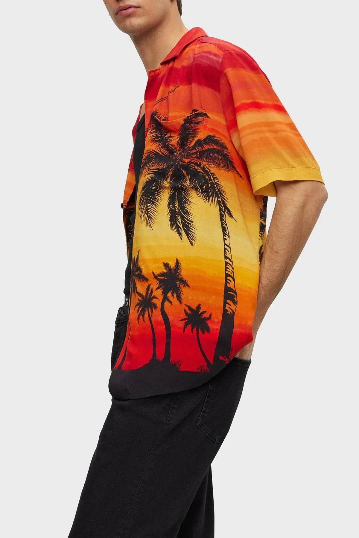 Hugo Desenli Apaş Yaka Relaxed Fit Erkek Gömlek 50490693 970 TURUNCU - 11