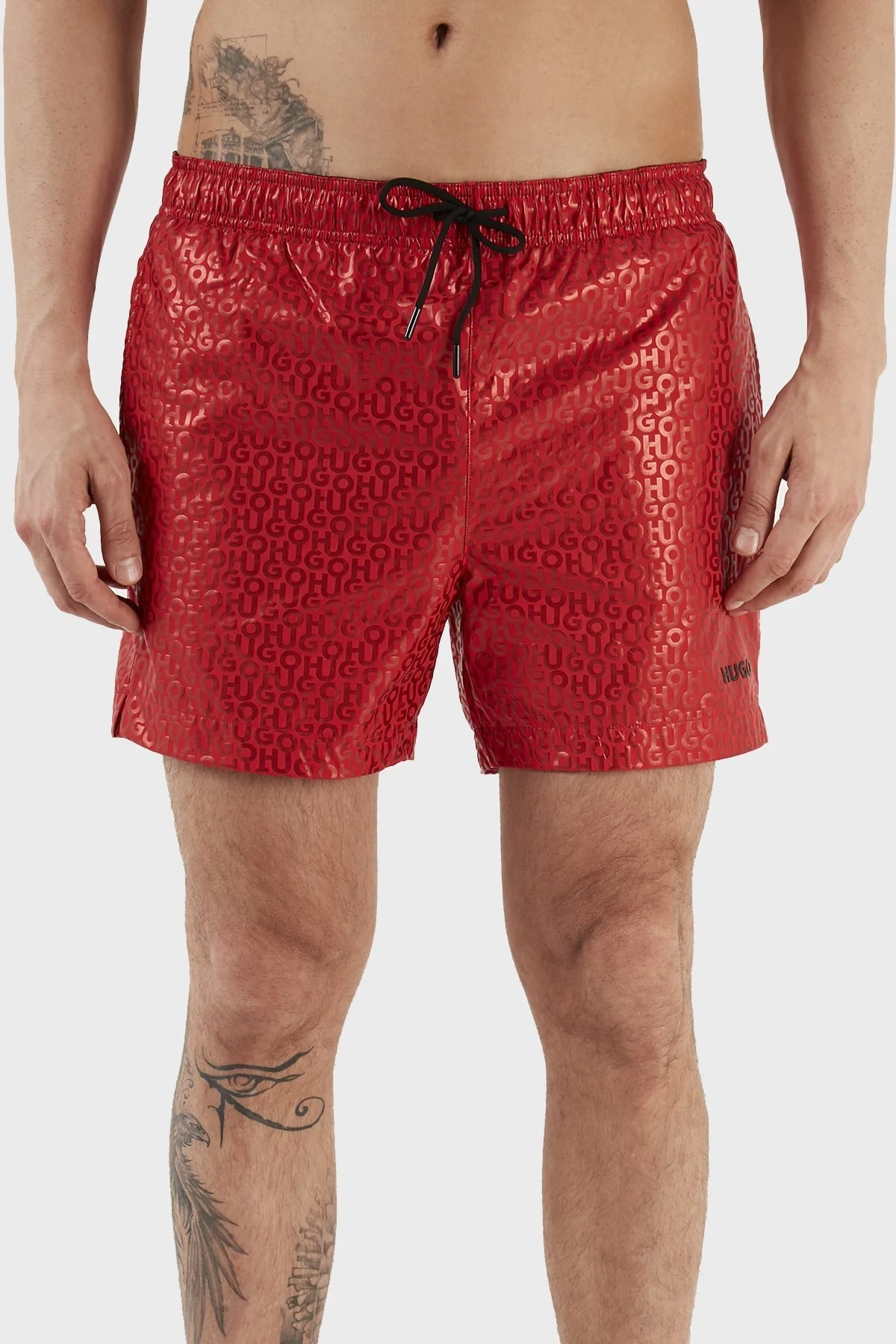 Hugo Desenli Deniz Şortu Çabuk Kuruyan Erkek Mayo Short 50484365 693 KIRMIZI - 2