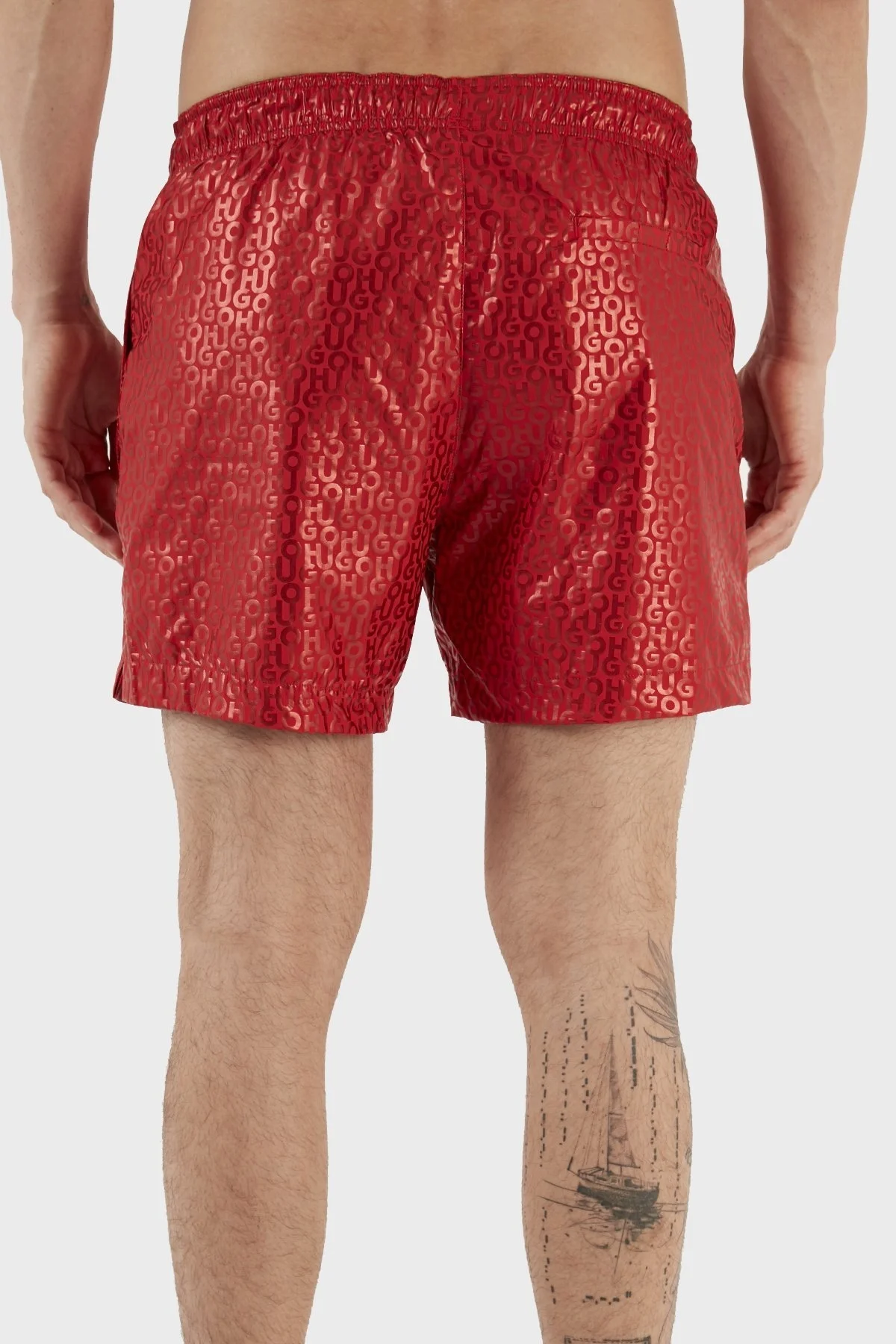 Hugo Desenli Deniz Şortu Çabuk Kuruyan Erkek Mayo Short 50484365 693 KIRMIZI - 6