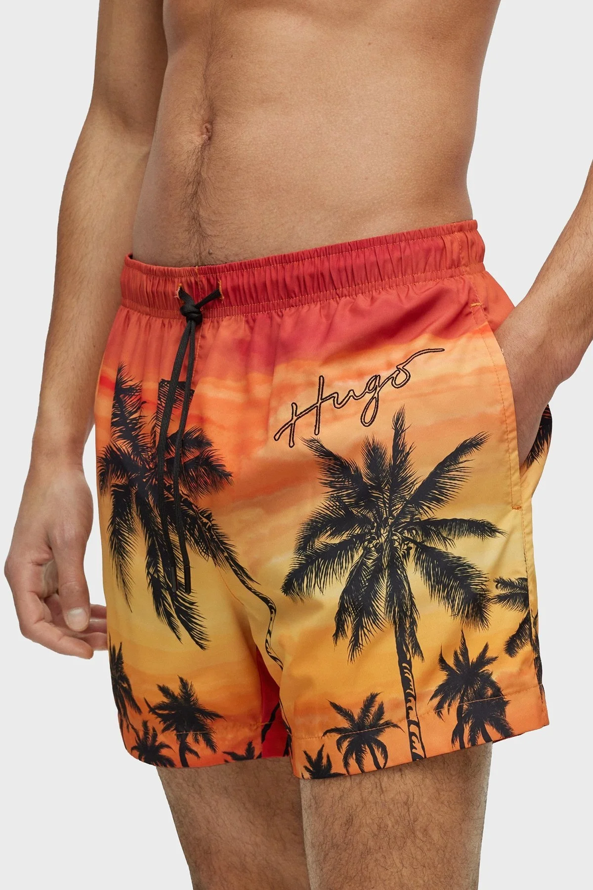 Hugo Desenli Deniz Şortu Hızlı Kuruyan Erkek Mayo Short 50491528 803 TURUNCU - 1