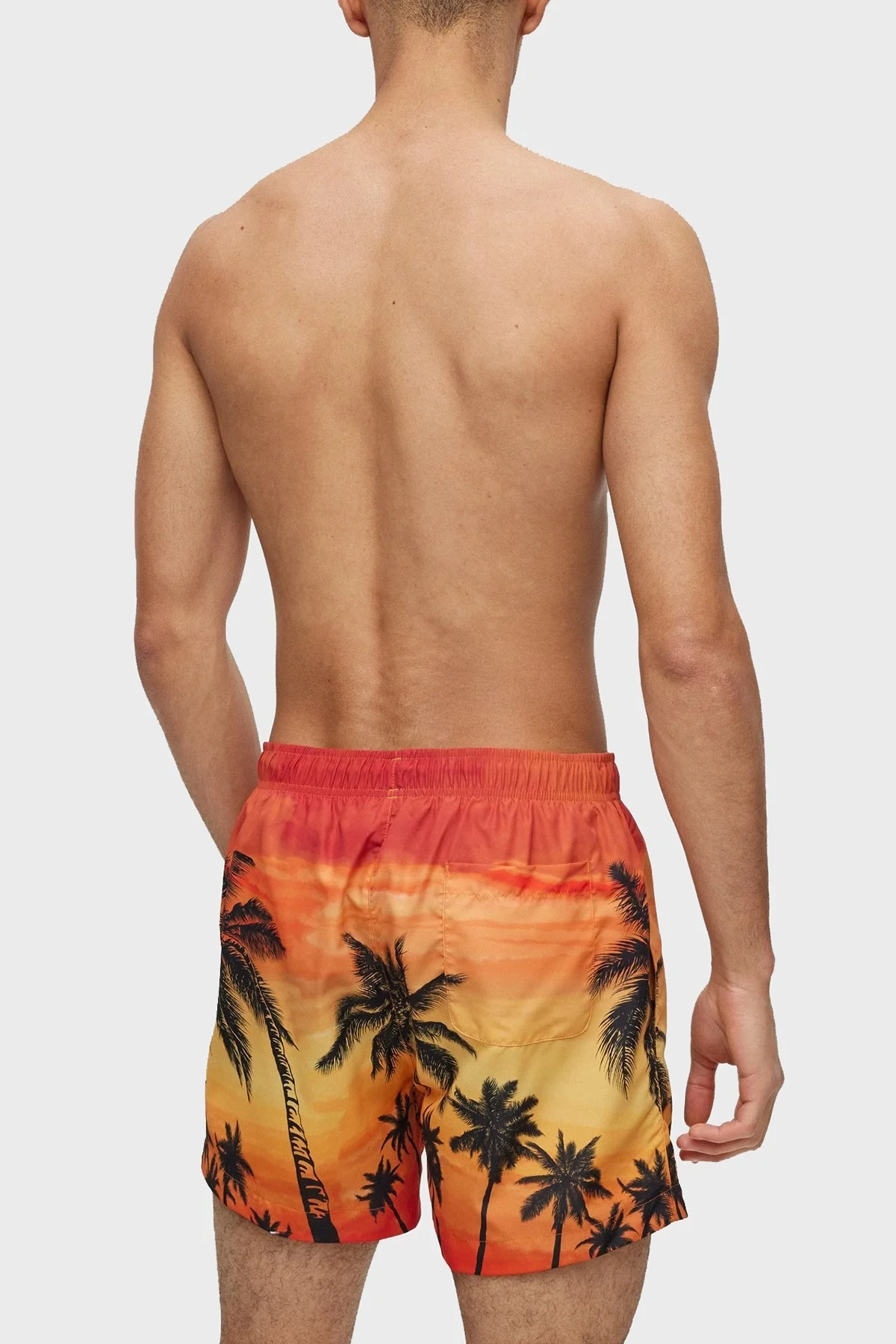 Hugo Desenli Deniz Şortu Hızlı Kuruyan Erkek Mayo Short 50491528 803 TURUNCU - 2