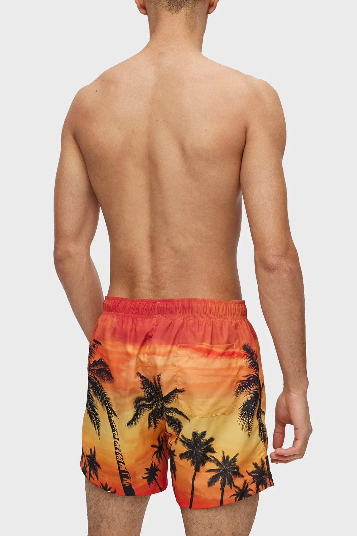 Hugo Desenli Deniz Şortu Hızlı Kuruyan Erkek Mayo Short 50491528 803 TURUNCU - 2