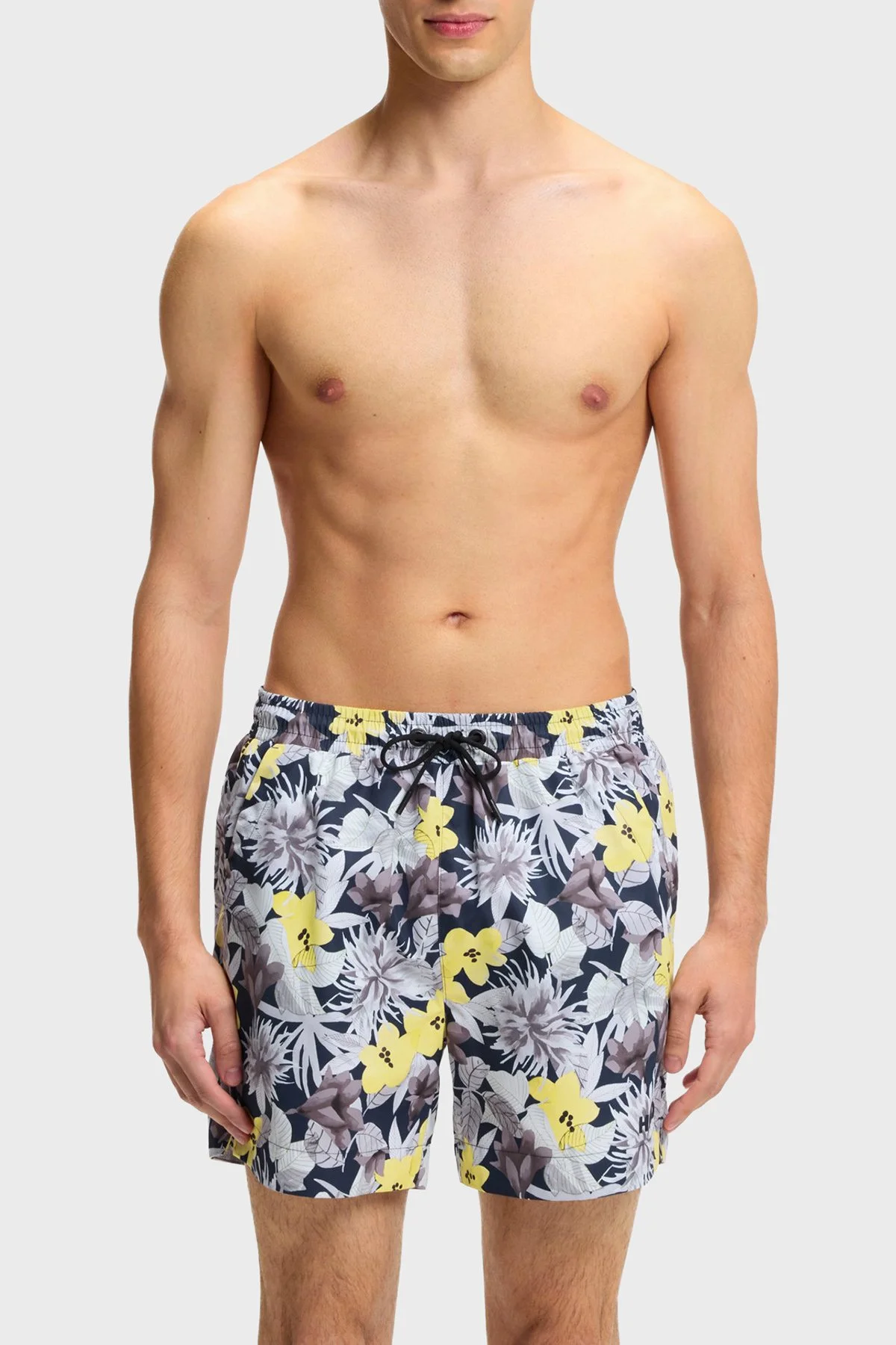 Hugo Desenli Hızlı Kuruyan Erkek Deniz Şortu 50510061 799 LACİVERT SARI - 1