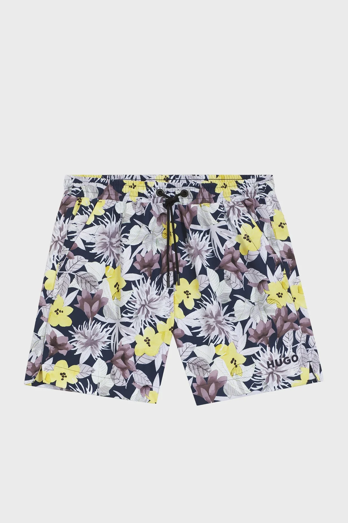 Hugo Desenli Hızlı Kuruyan Erkek Deniz Şortu 50510061 799 LACİVERT SARI - 4