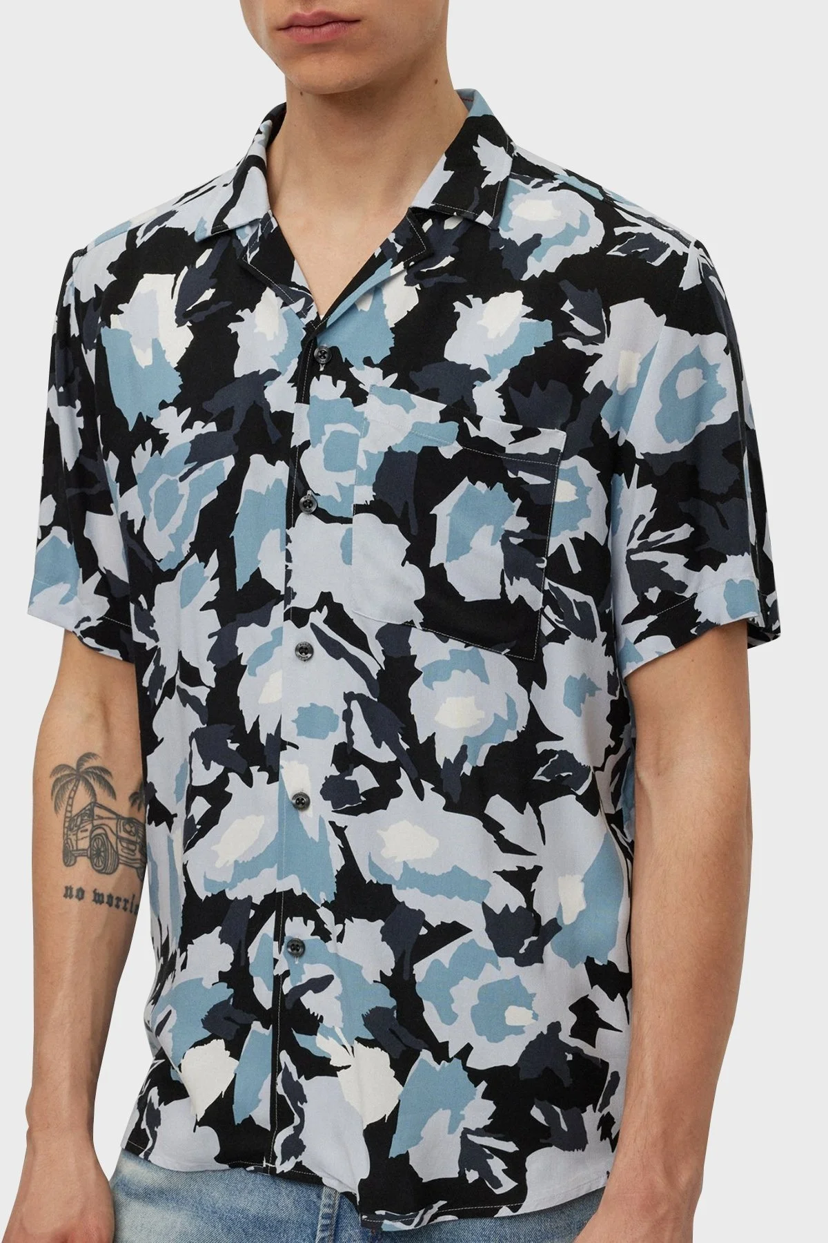 Hugo Desenli Relaxed Fit Kısa Kollu Poplin Erkek Gömlek 50490687 451 MAVİ - 10