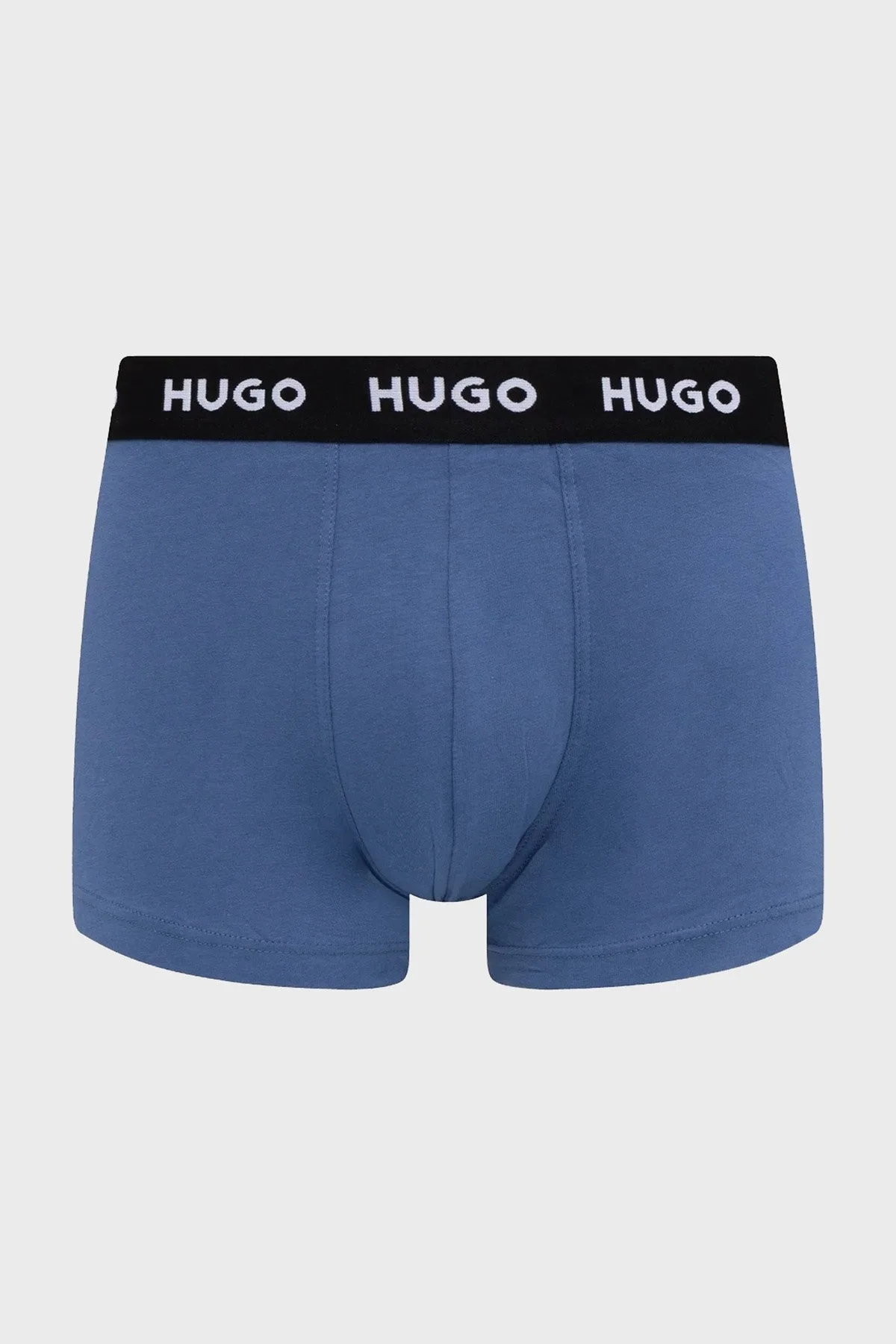 Hugo Desenli Streç Pamuklu 3 Pack Erkek Boxer 50532550 976 Mavi-Siyah - 3