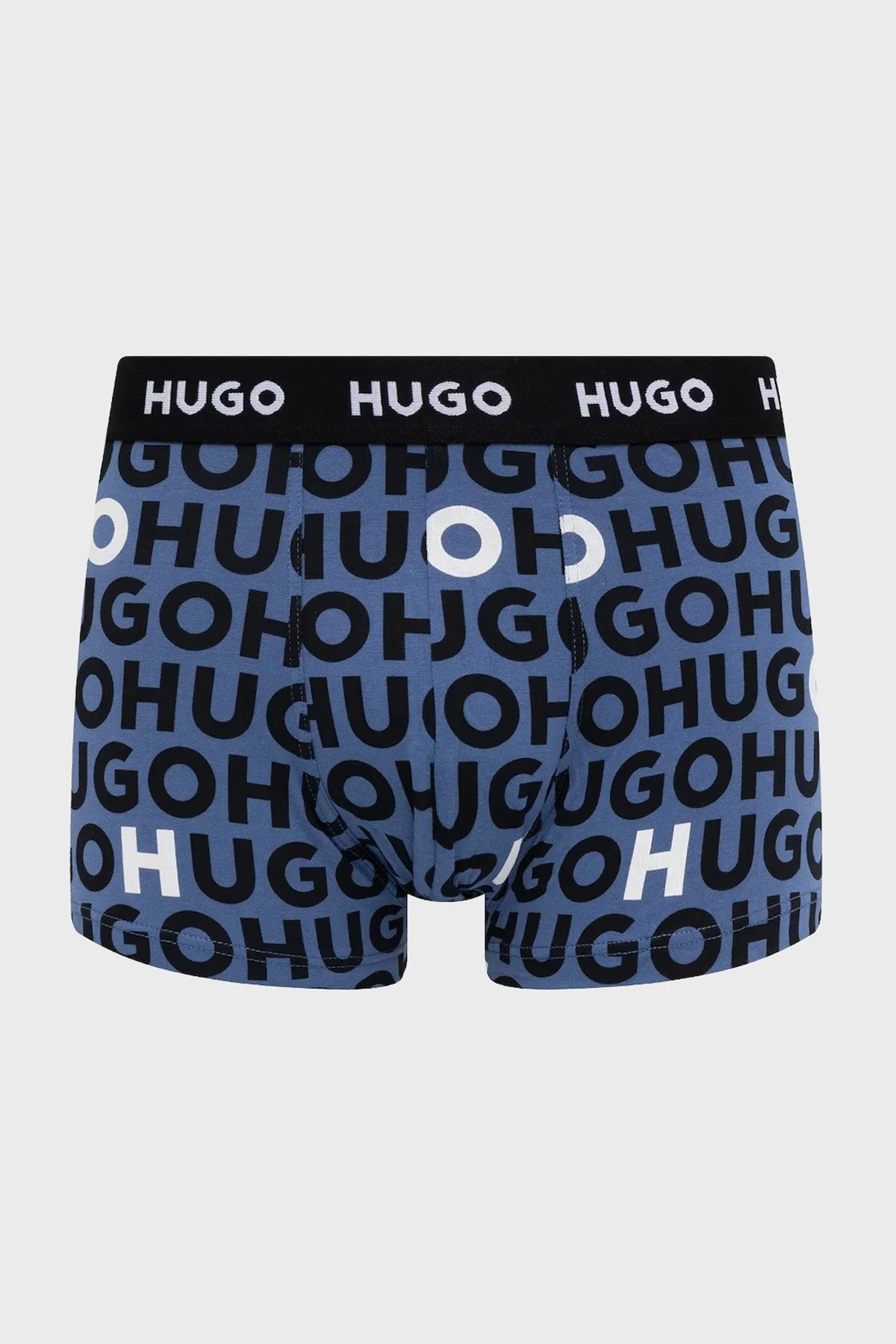 Hugo Desenli Streç Pamuklu 3 Pack Erkek Boxer 50532550 976 Mavi-Siyah - 4