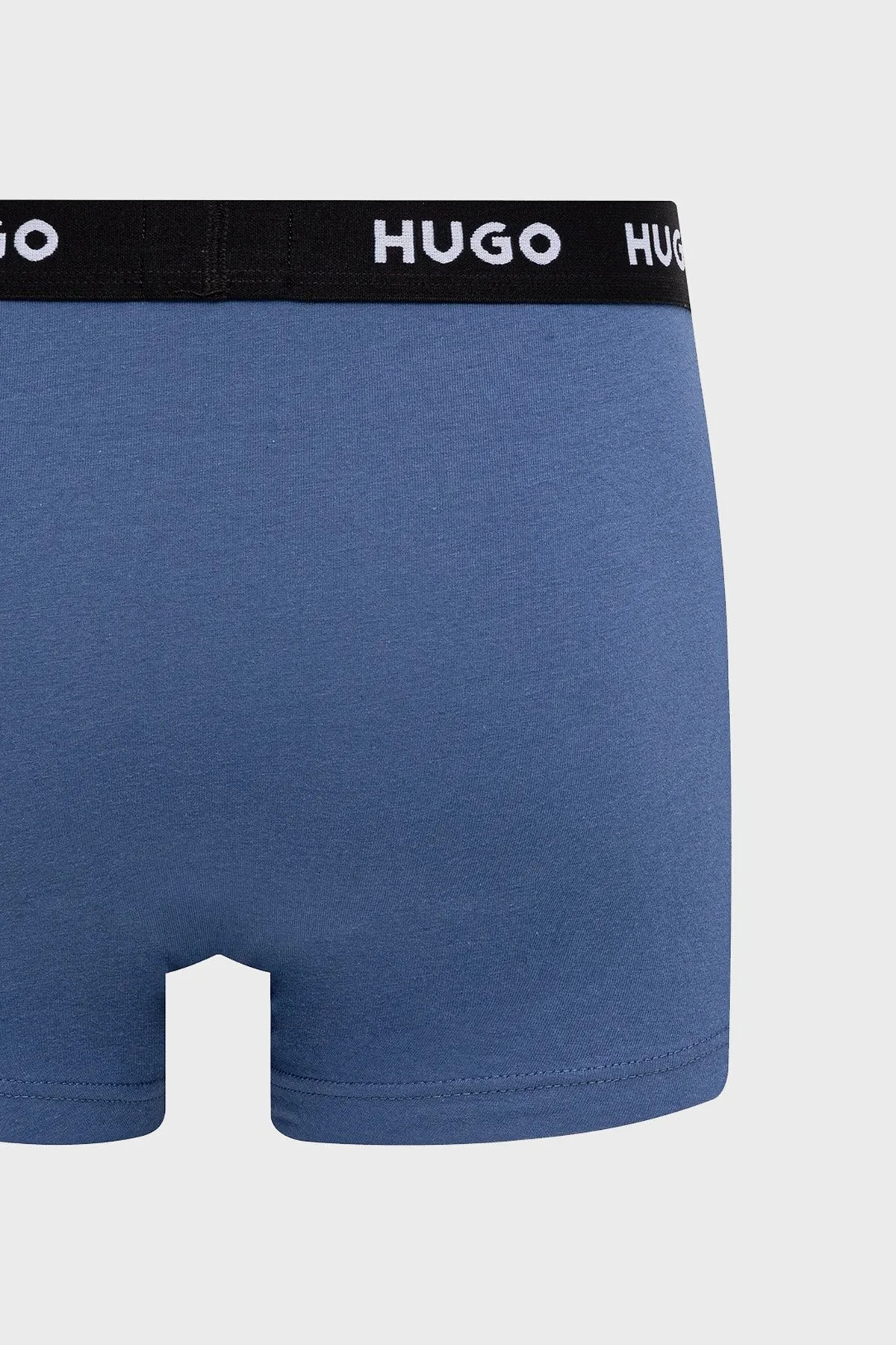 Hugo Desenli Streç Pamuklu 3 Pack Erkek Boxer 50532550 976 Mavi-Siyah - 6