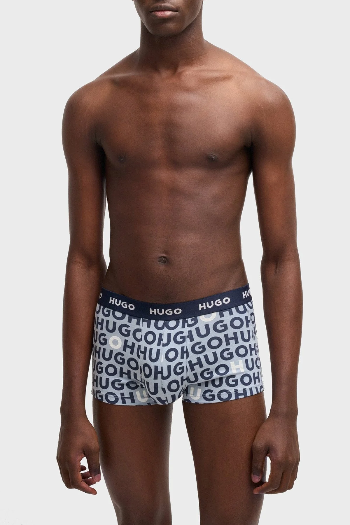 Hugo Desenli Streç Pamuklu 3 Pack Erkek Boxer 50532550 984 MAVİ-LACİVERT - 2