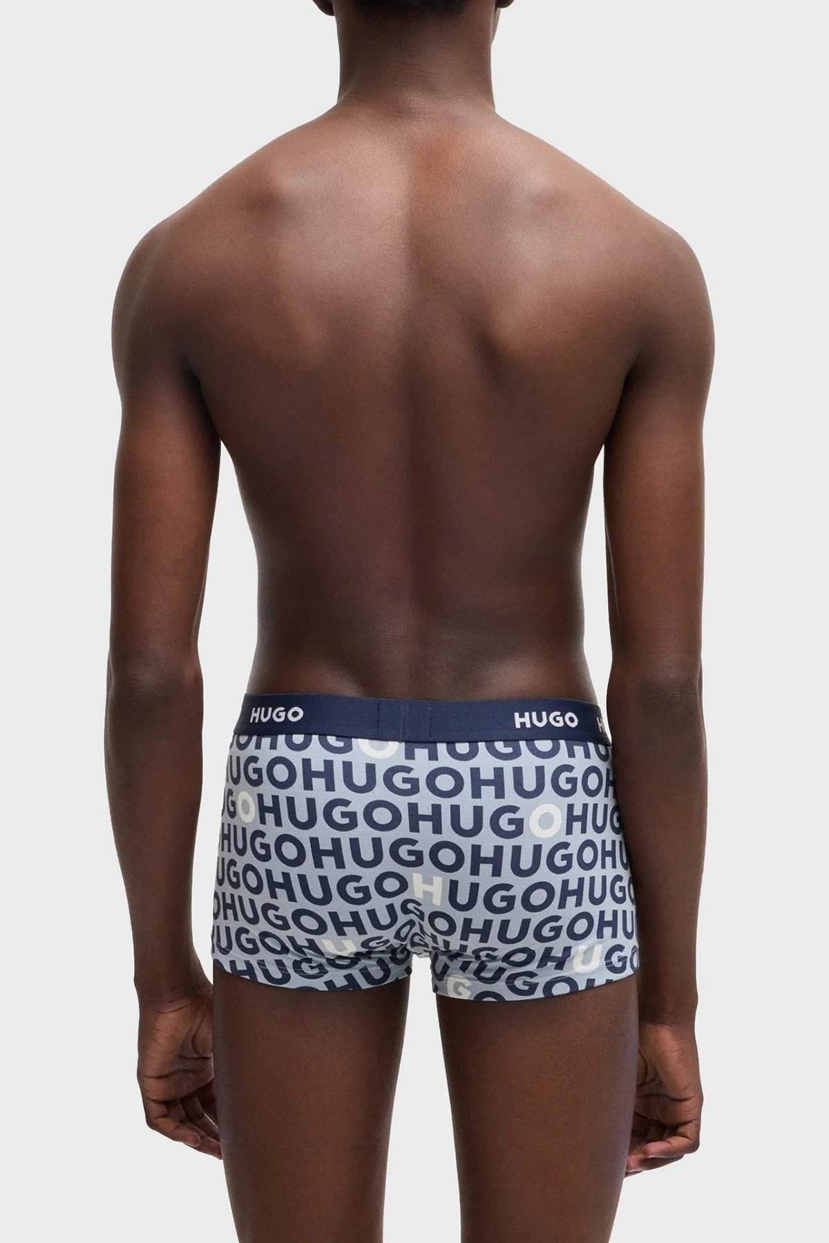 Hugo Desenli Streç Pamuklu 3 Pack Erkek Boxer 50532550 984 MAVİ-LACİVERT - 5