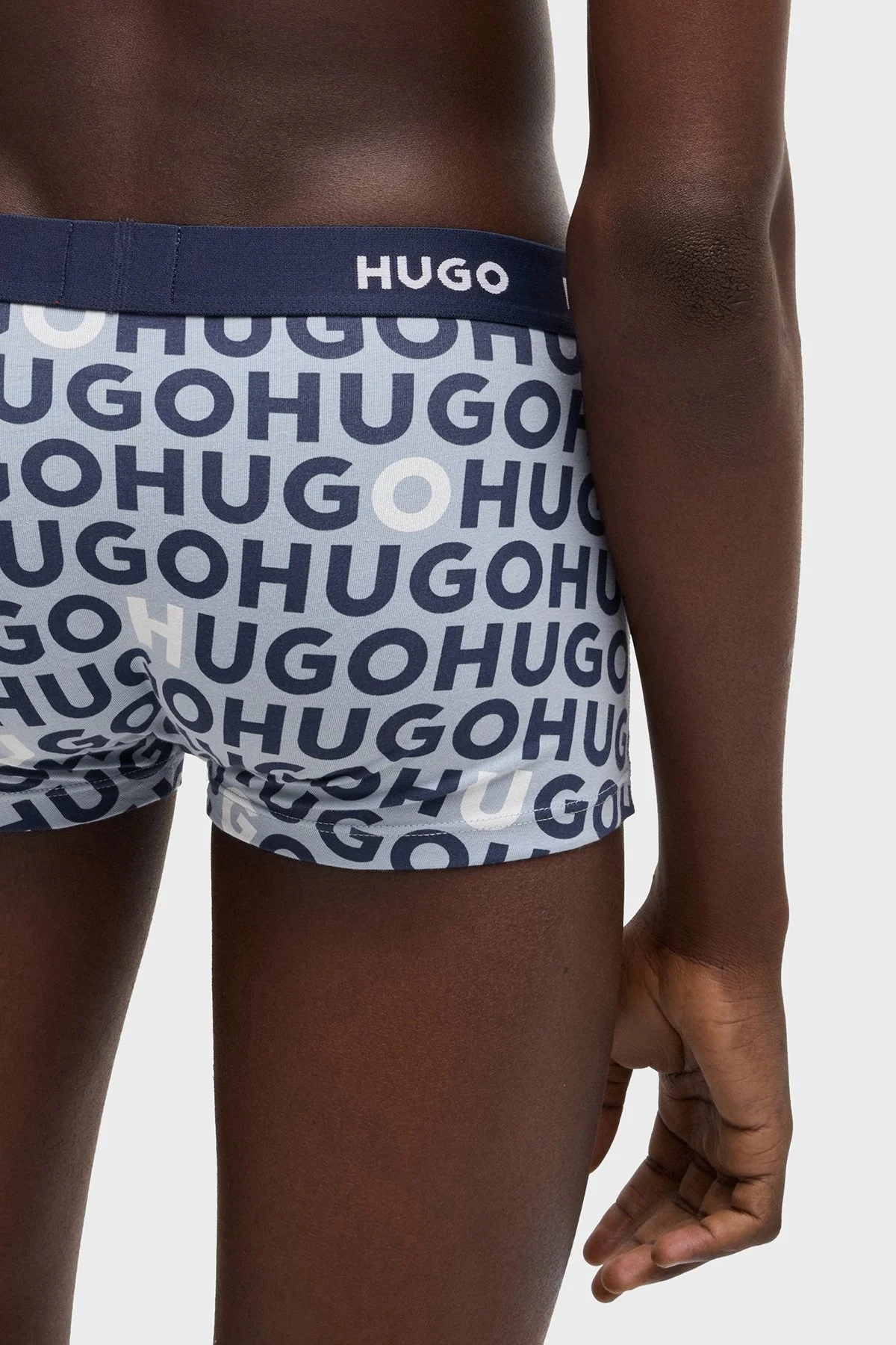 Hugo Desenli Streç Pamuklu 3 Pack Erkek Boxer 50532550 984 MAVİ-LACİVERT - 7