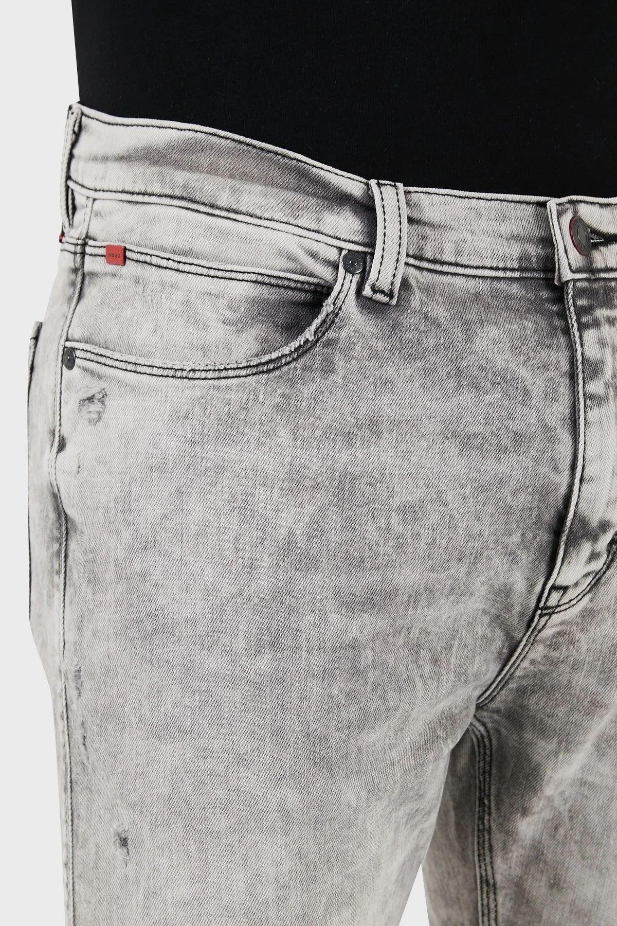 Hugo Düşük Bel Slim Fit Düz Paça Jeans Erkek Kot Pantolon 50507858 040 GRİ - 5
