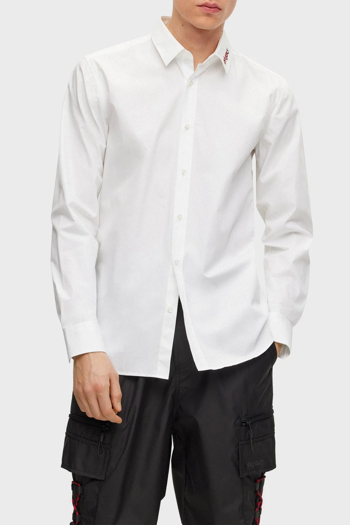 Hugo % 100 Pamuk Ekstra Slim Fit Kolay Ütülenen Pamuklu Poplin Erkek Gömlek 50495087 199 BEYAZ - 1