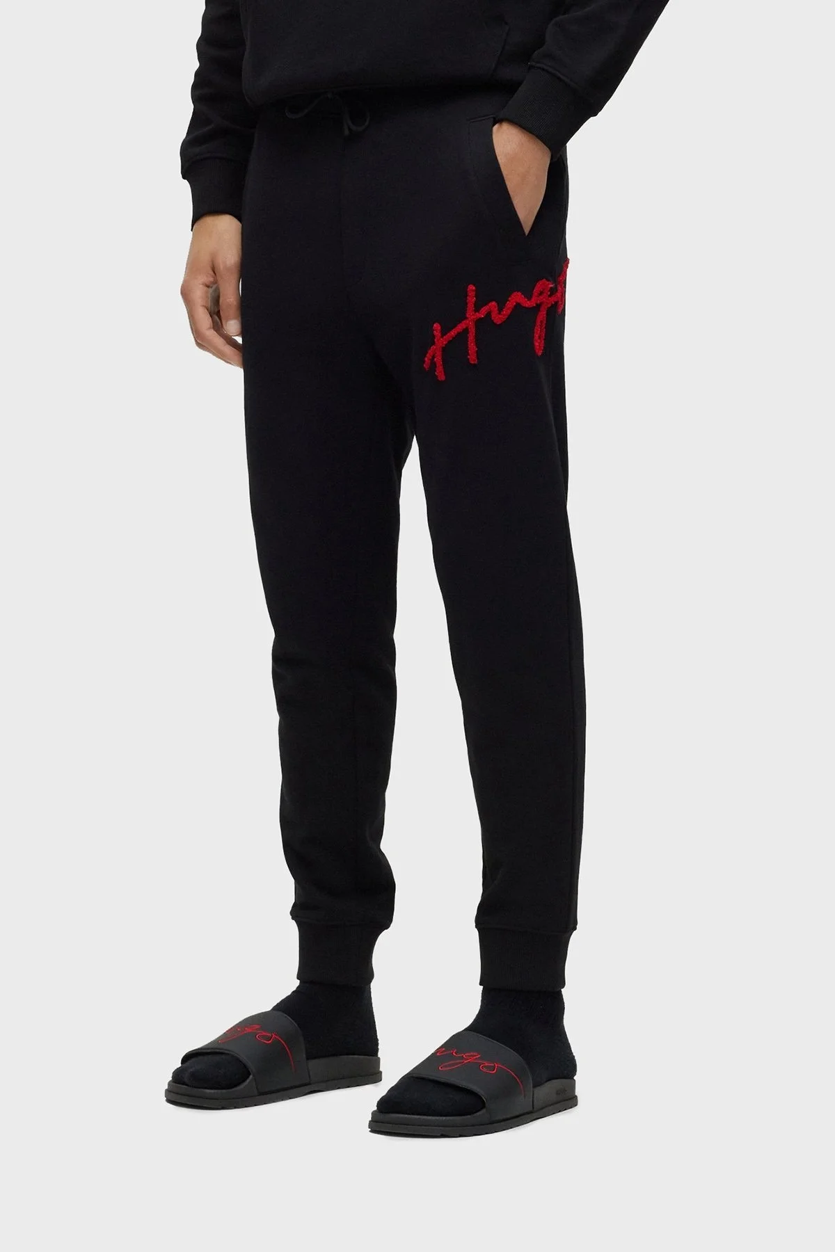 Hugo El Yazısı Logo İşlemeli Pamuklu Regular Fit Spor Erkek Pantolon 50482921 001 SİYAH - 2