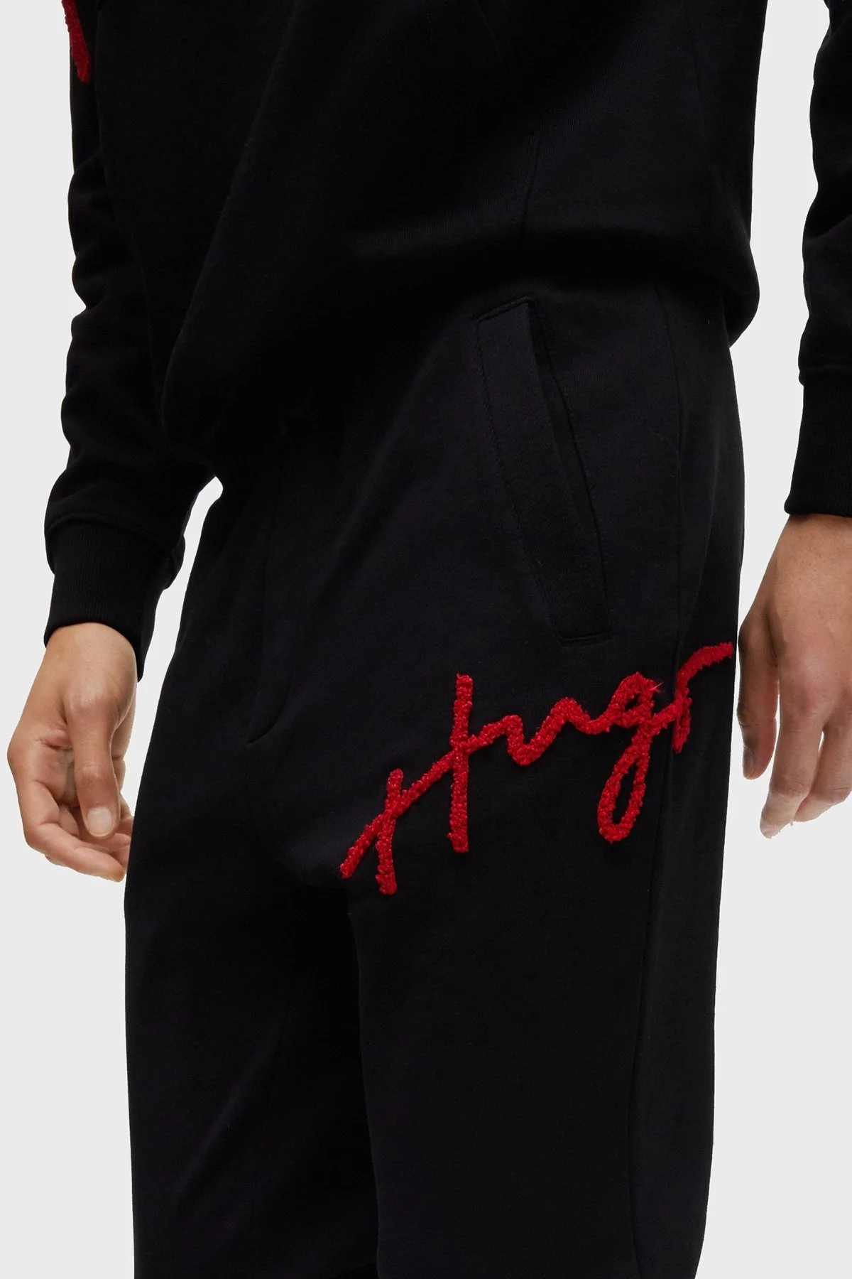 Hugo El Yazısı Logo İşlemeli Pamuklu Regular Fit Spor Erkek Pantolon 50482921 001 SİYAH - 4