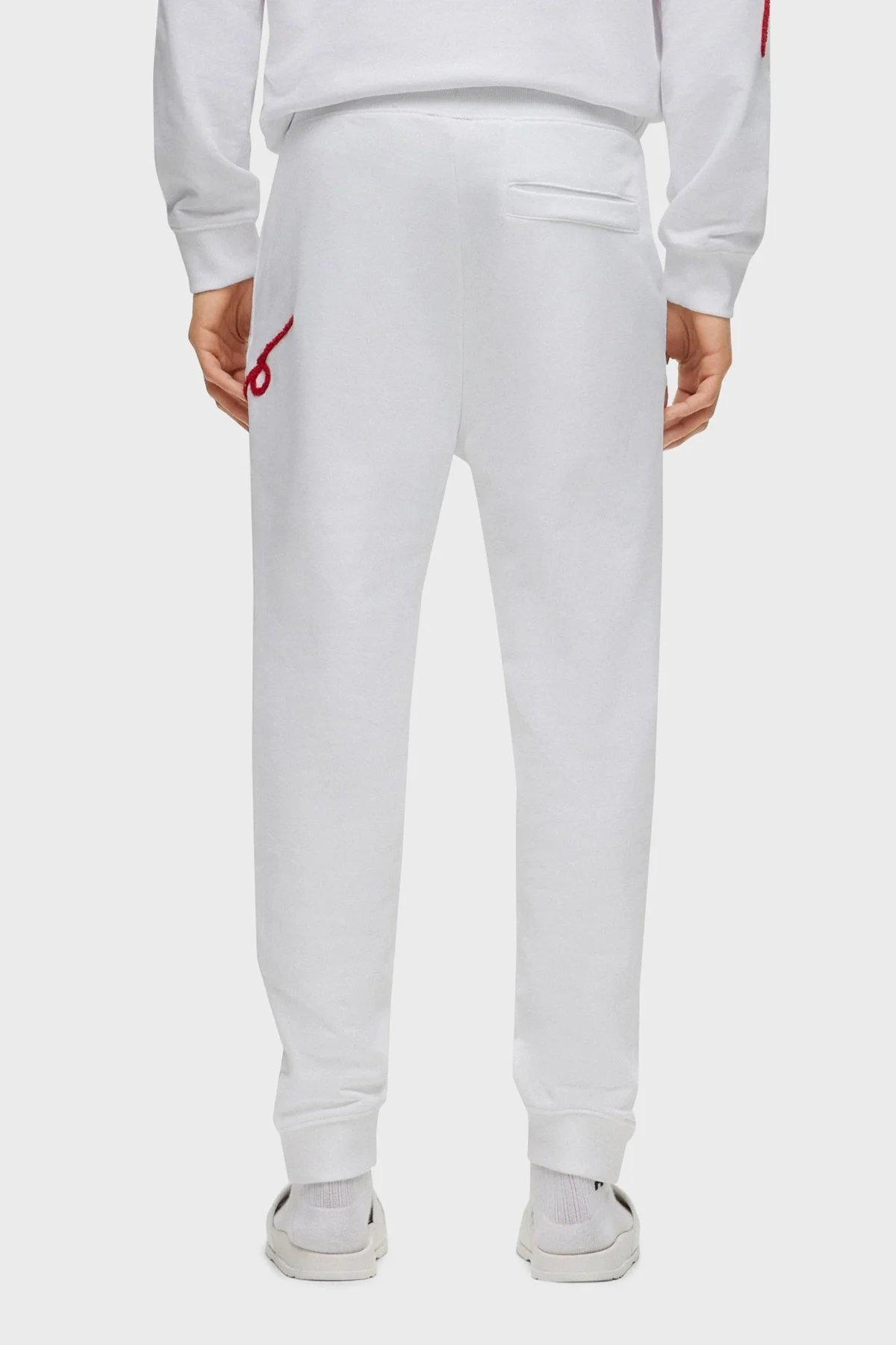 Hugo El Yazısı Logo İşlemeli Pamuklu Regular Fit Spor Erkek Pantolon 50482921 100 BEYAZ - 3