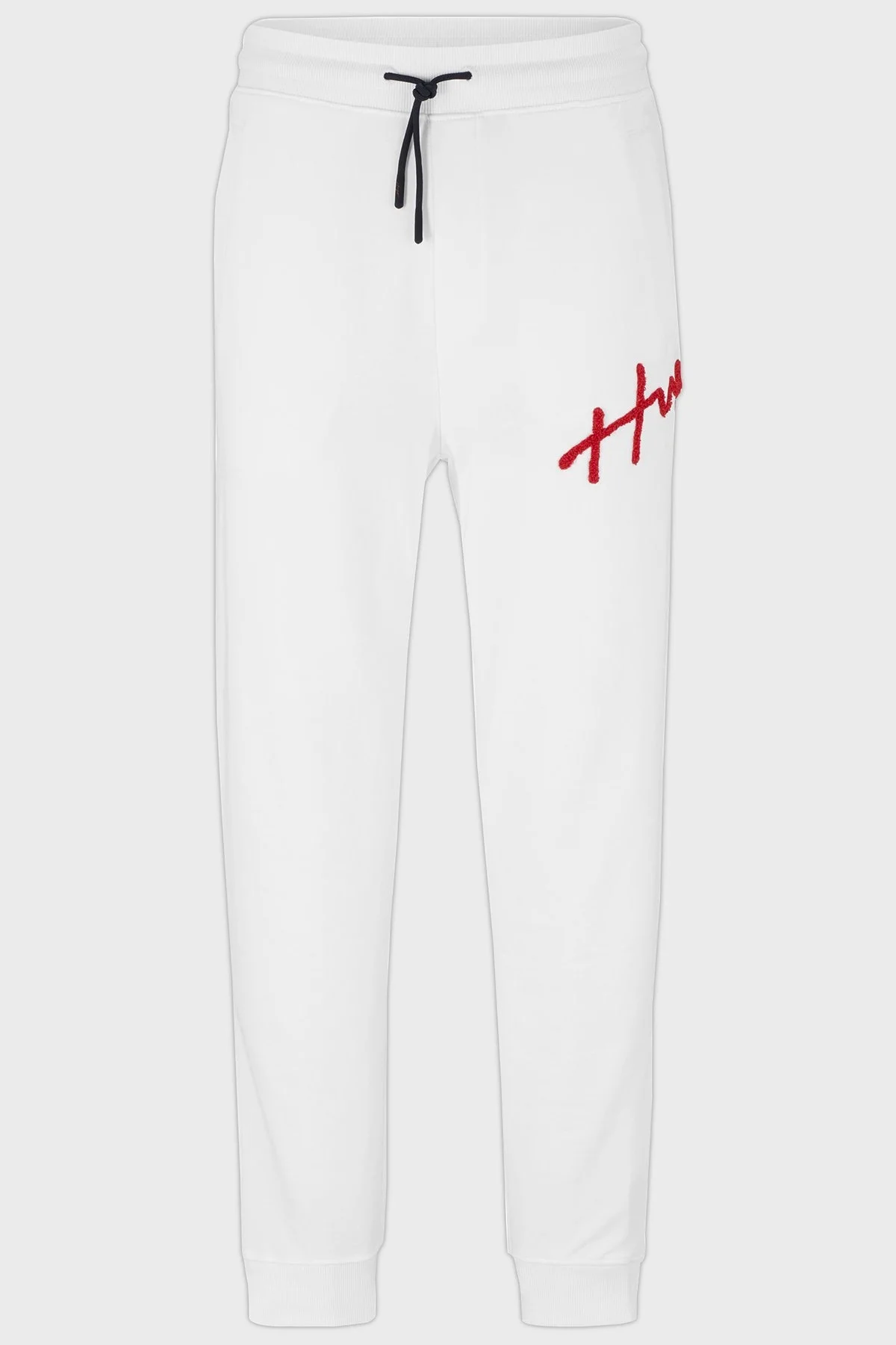 Hugo El Yazısı Logo İşlemeli Pamuklu Regular Fit Spor Erkek Pantolon 50482921 100 BEYAZ - 6