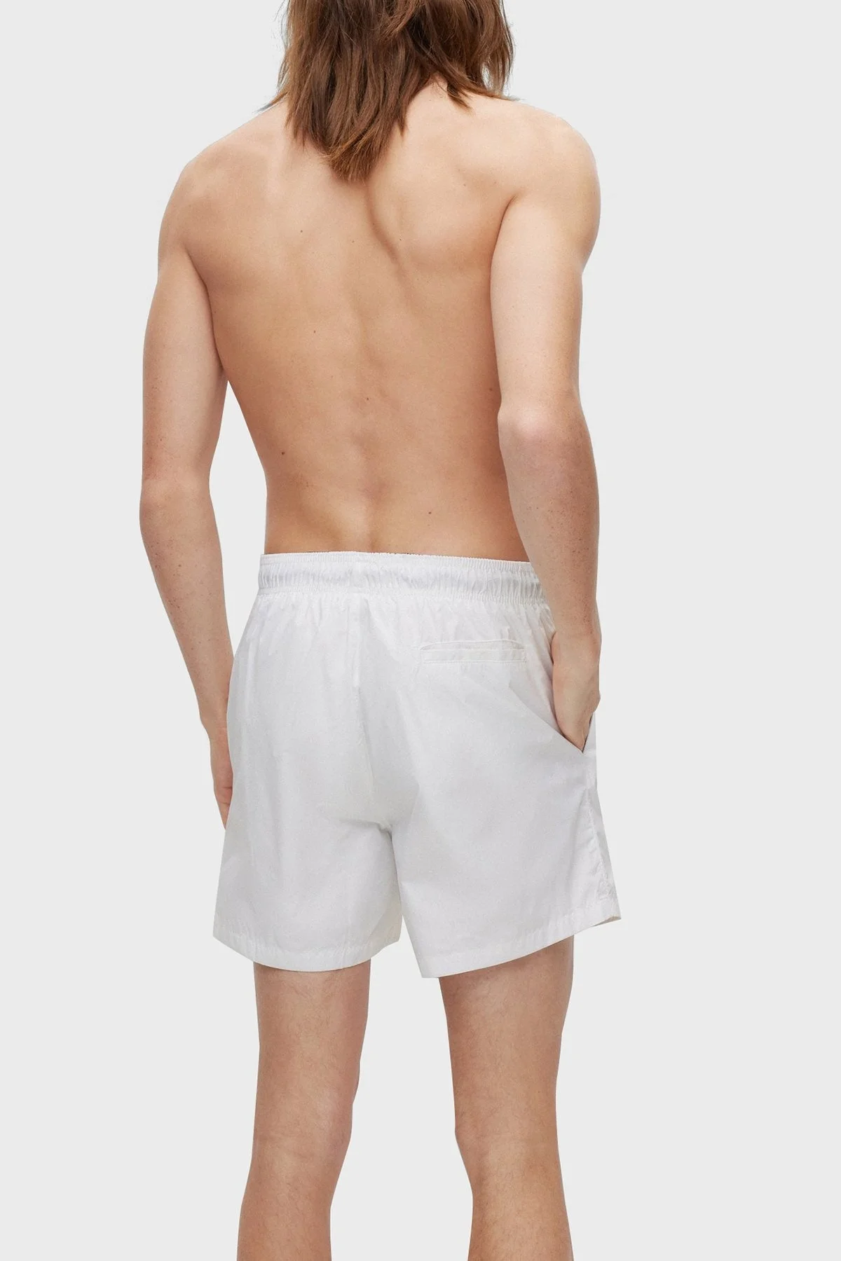 Hugo El Yazısı Logolu Deniz Şortu Belden Bağlamalı Cepli Erkek Mayo Short 50485297 100 BEYAZ - 7