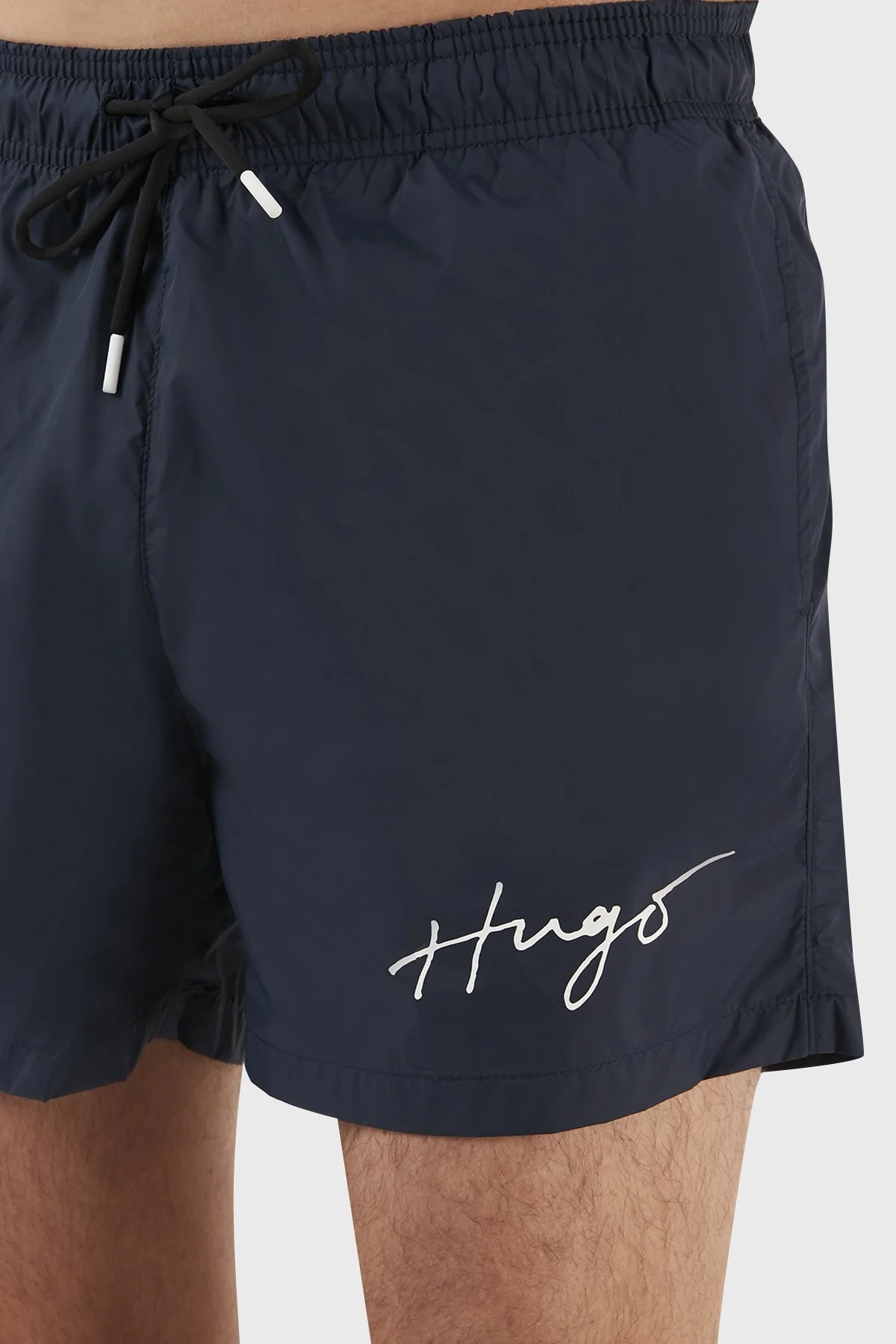 Hugo El Yazısı Logolu Deniz Şortu Belden Bağlamalı Cepli Erkek Mayo Short 50485297 405 LACİVERT - 5