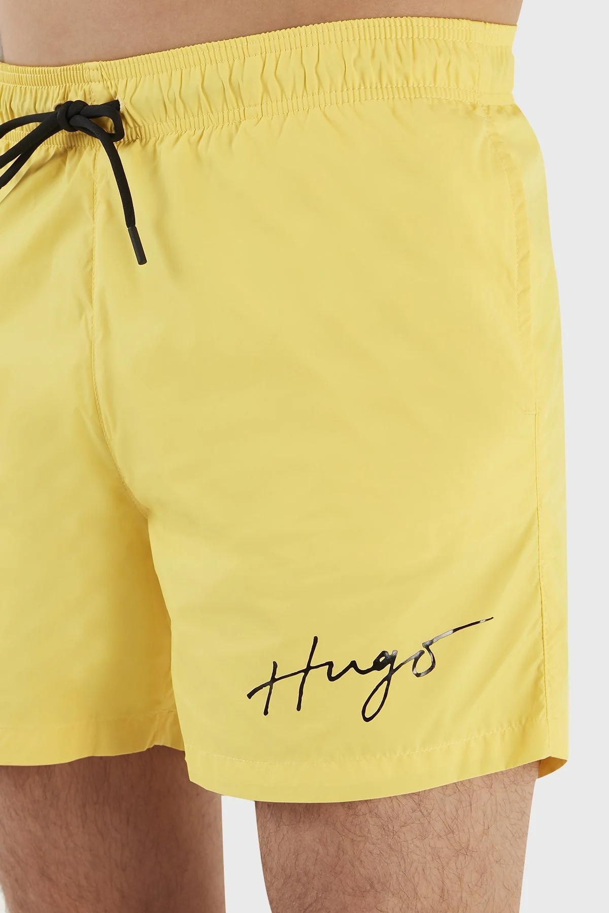 Hugo El Yazısı Logolu Deniz Şortu Belden Bağlamalı Cepli Erkek Mayo Short 50485297 732 SARI - 5
