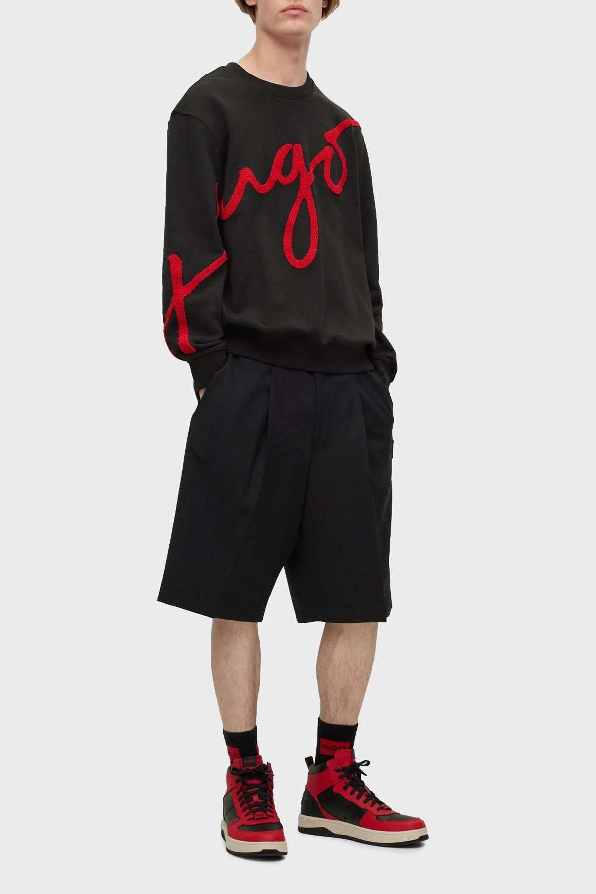 Hugo El Yazısı Logolu Pamuklu Bisiklet Yaka Regular Fit Erkek Sweat 50482922 001 SİYAH - 2