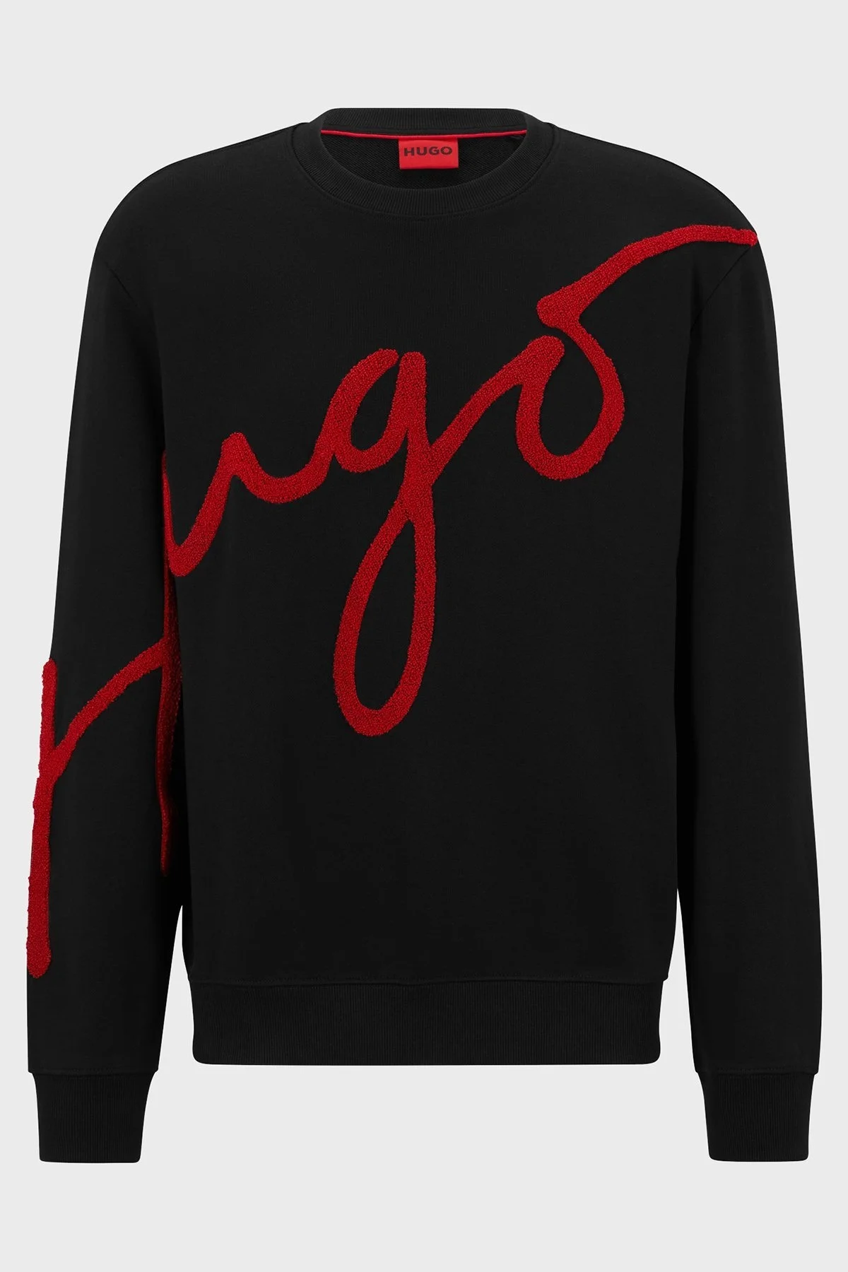 Hugo El Yazısı Logolu Pamuklu Bisiklet Yaka Regular Fit Erkek Sweat 50482922 001 SİYAH - 5